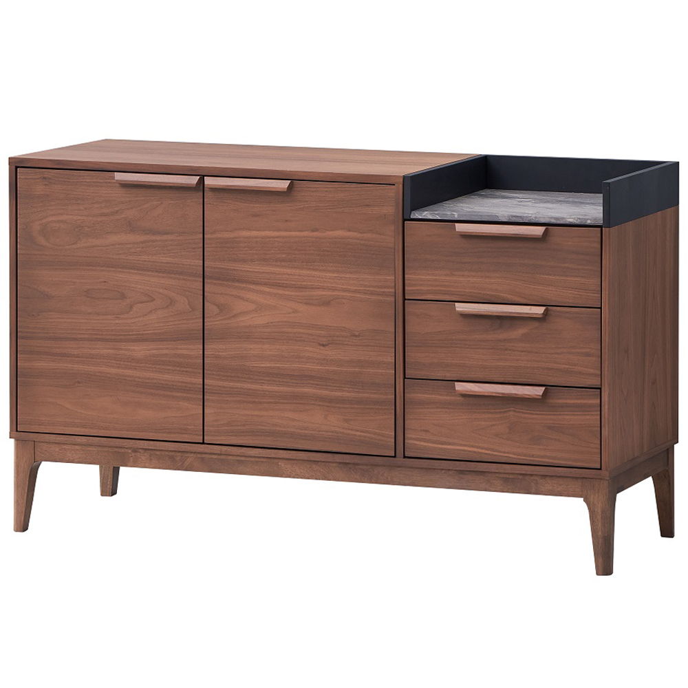 Bevis - Server - Green Fabric & Walnut, dark brown, view 2