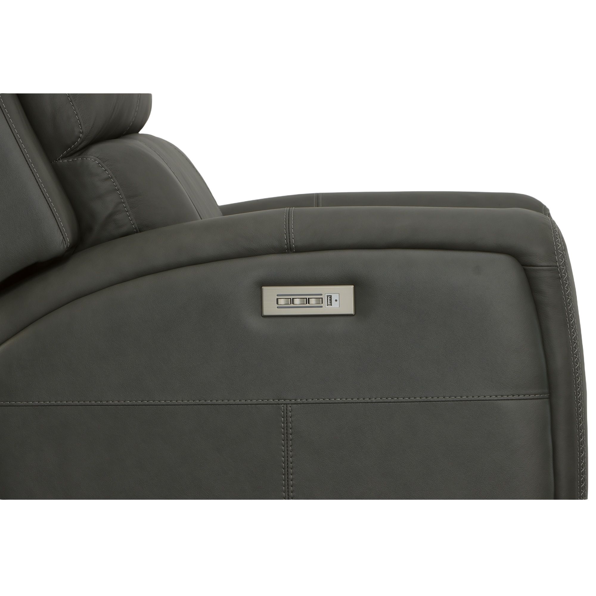 Linden - Power Recliner With Power Headrest & Lumbar - Charcoal, dark gray, view 5