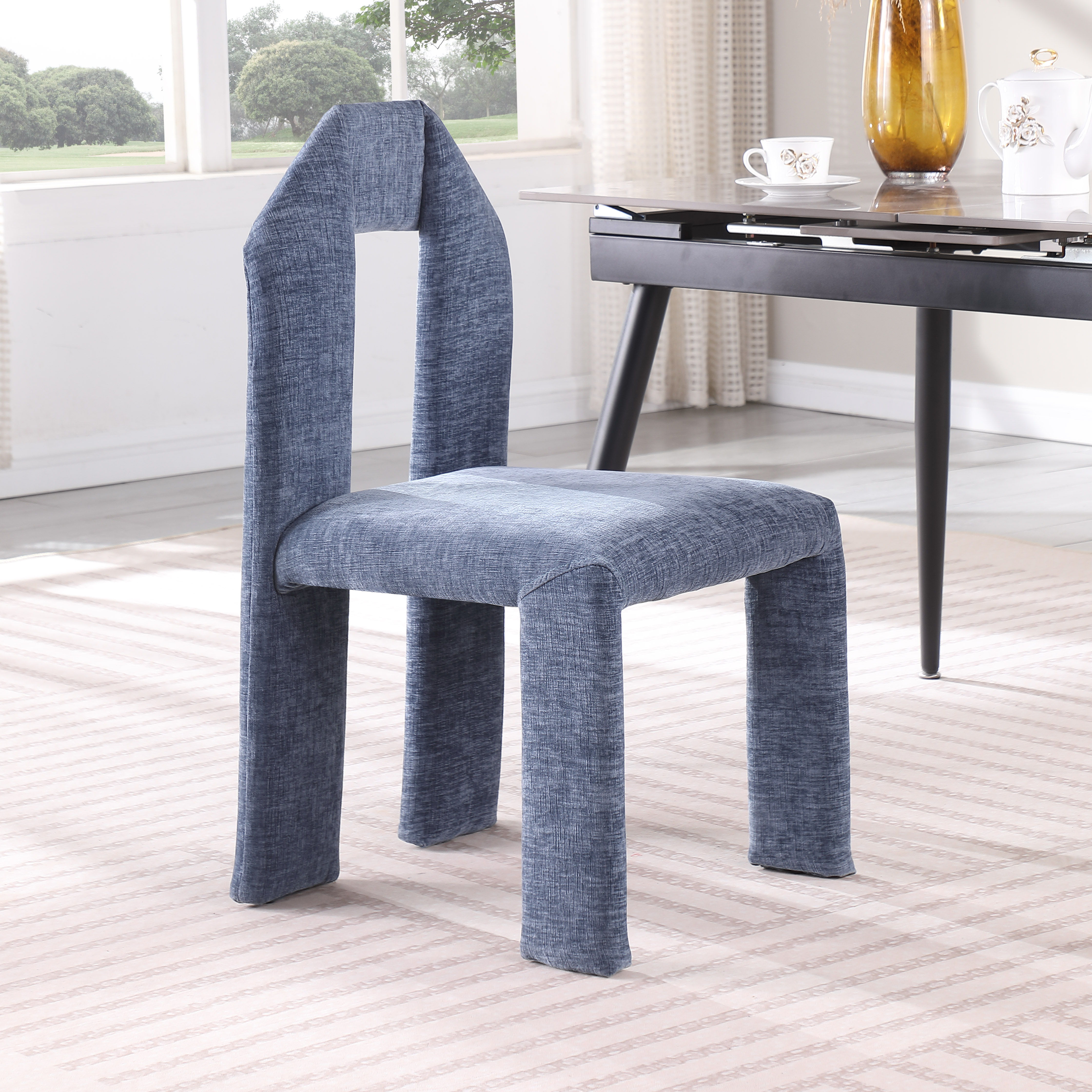 Bennett - Chenille Dining Chair (Set of 2) - Light Blue