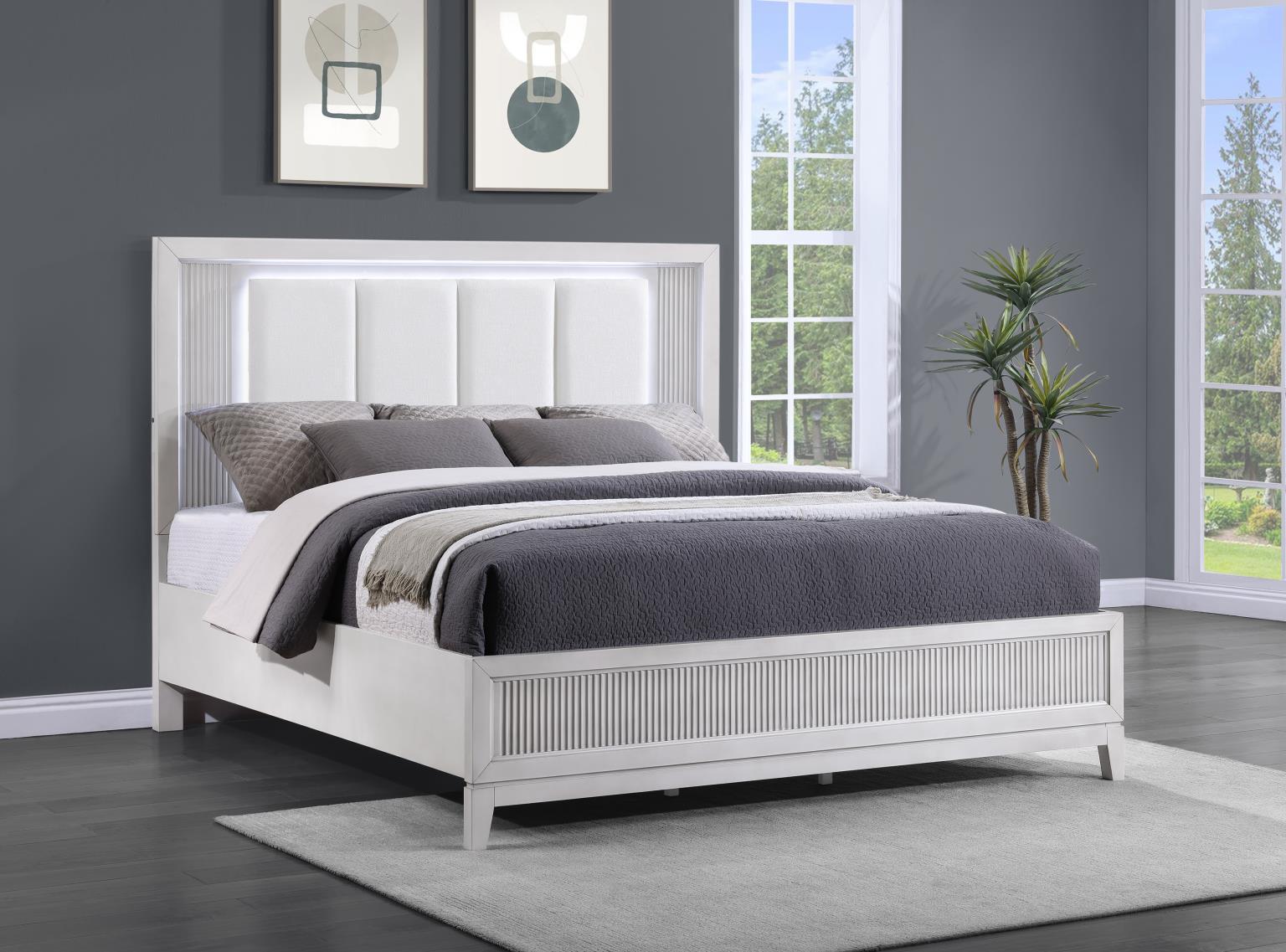 B252 - LED King Bed - Beige