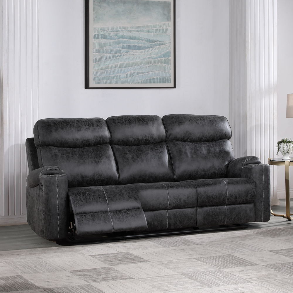 Hirah - Motion Sofa - Dark Gray Polish Microfiber, dark gray, view 8