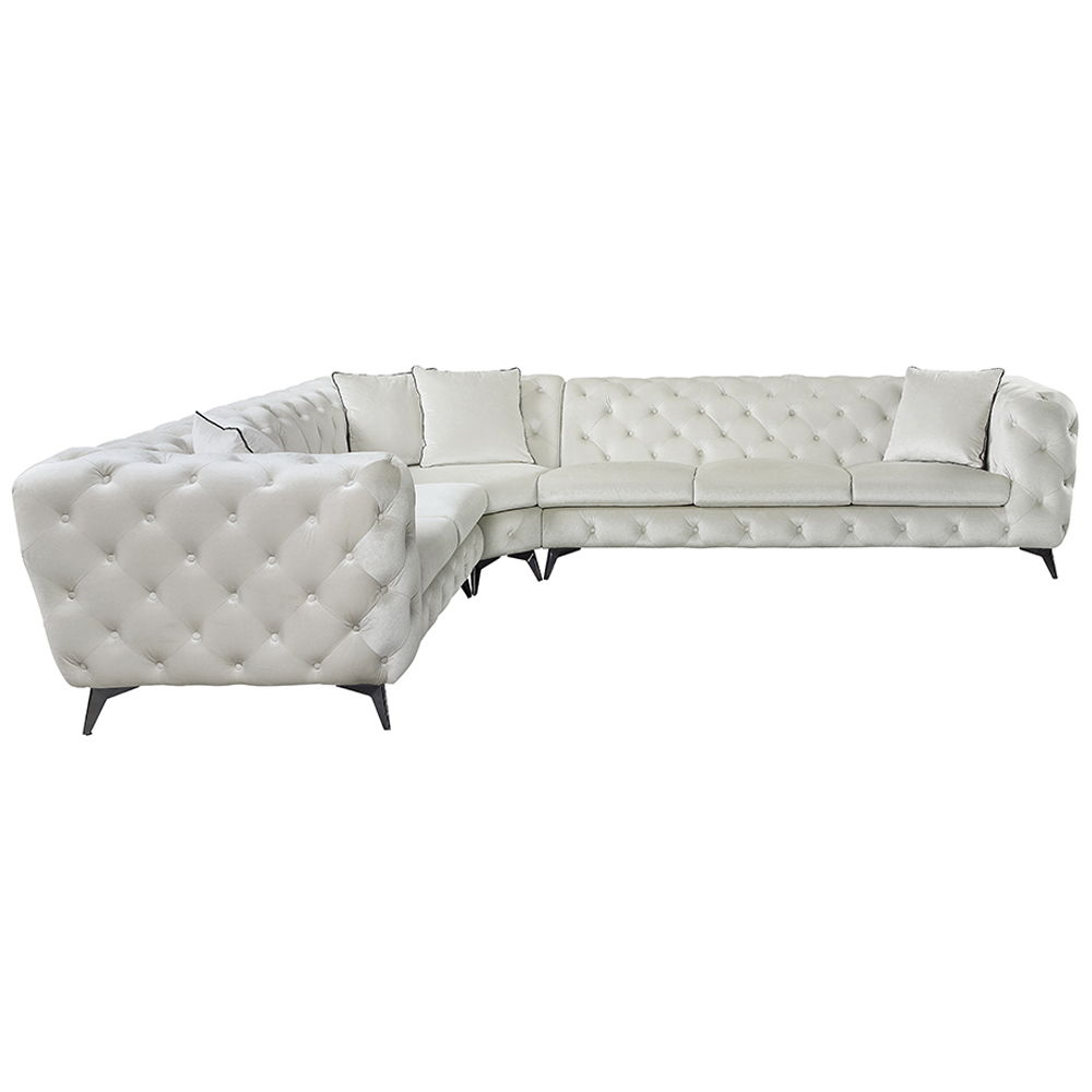 Atronia - Sectional Sofa With 4 Pillows - Beige Fabric, beige, view 2