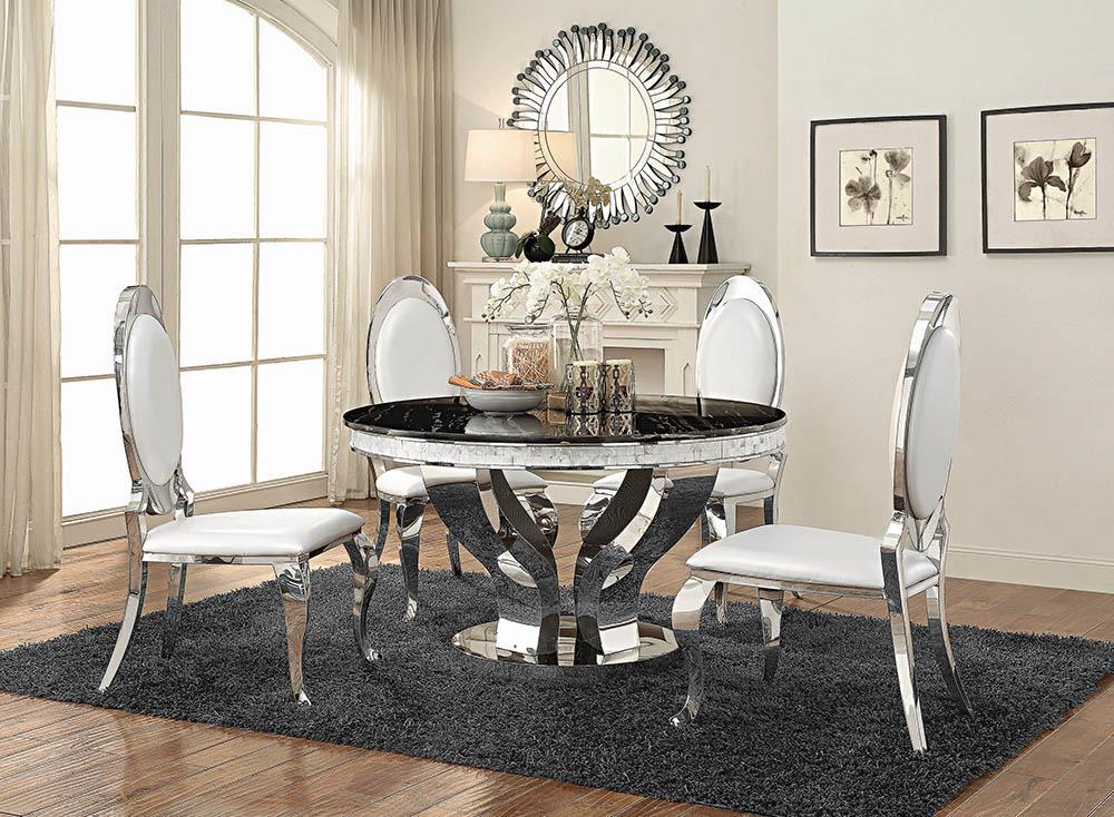 Anchorage Round Dining Table Chrome and Black Image