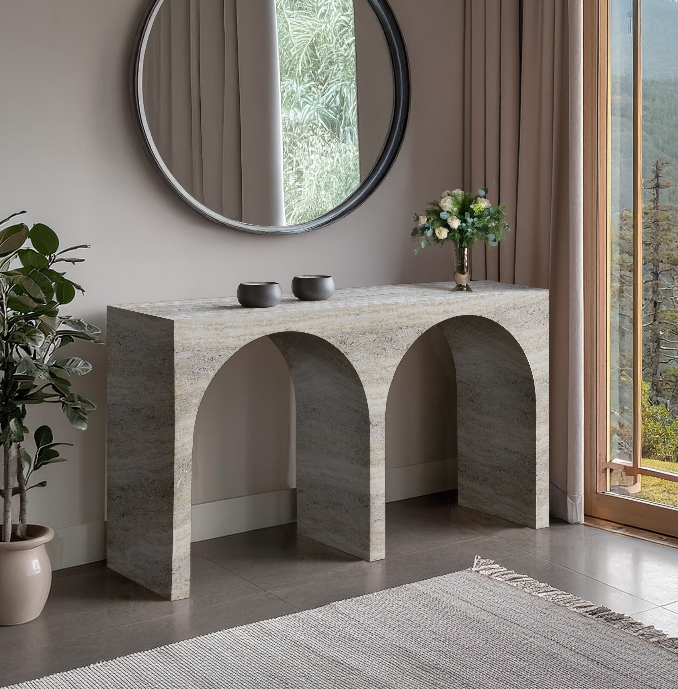 Faenza - Console Table - Travertine