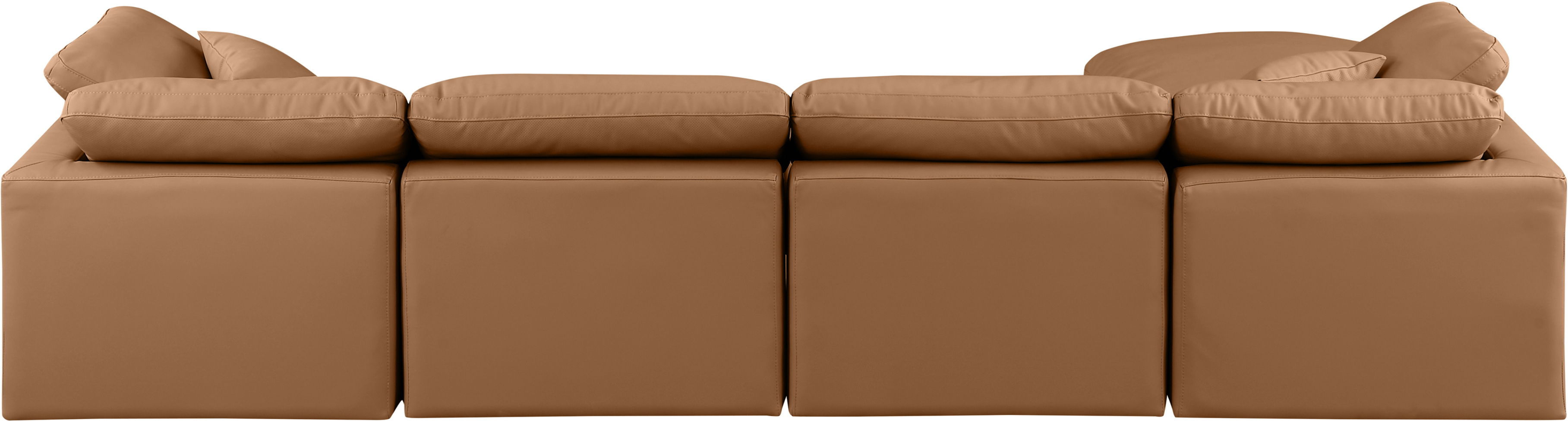 Indulge - Faux Leather 5 Piece Modular Sectional With Chaise - Cognac