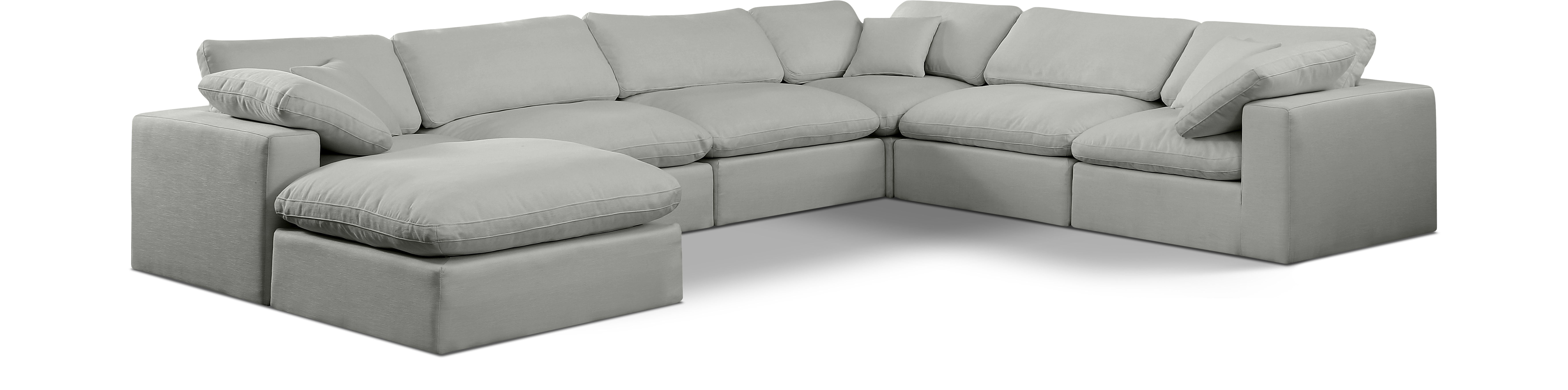 Comfy - 7 Piece Linen Modular Sectional With Chaise - Gray