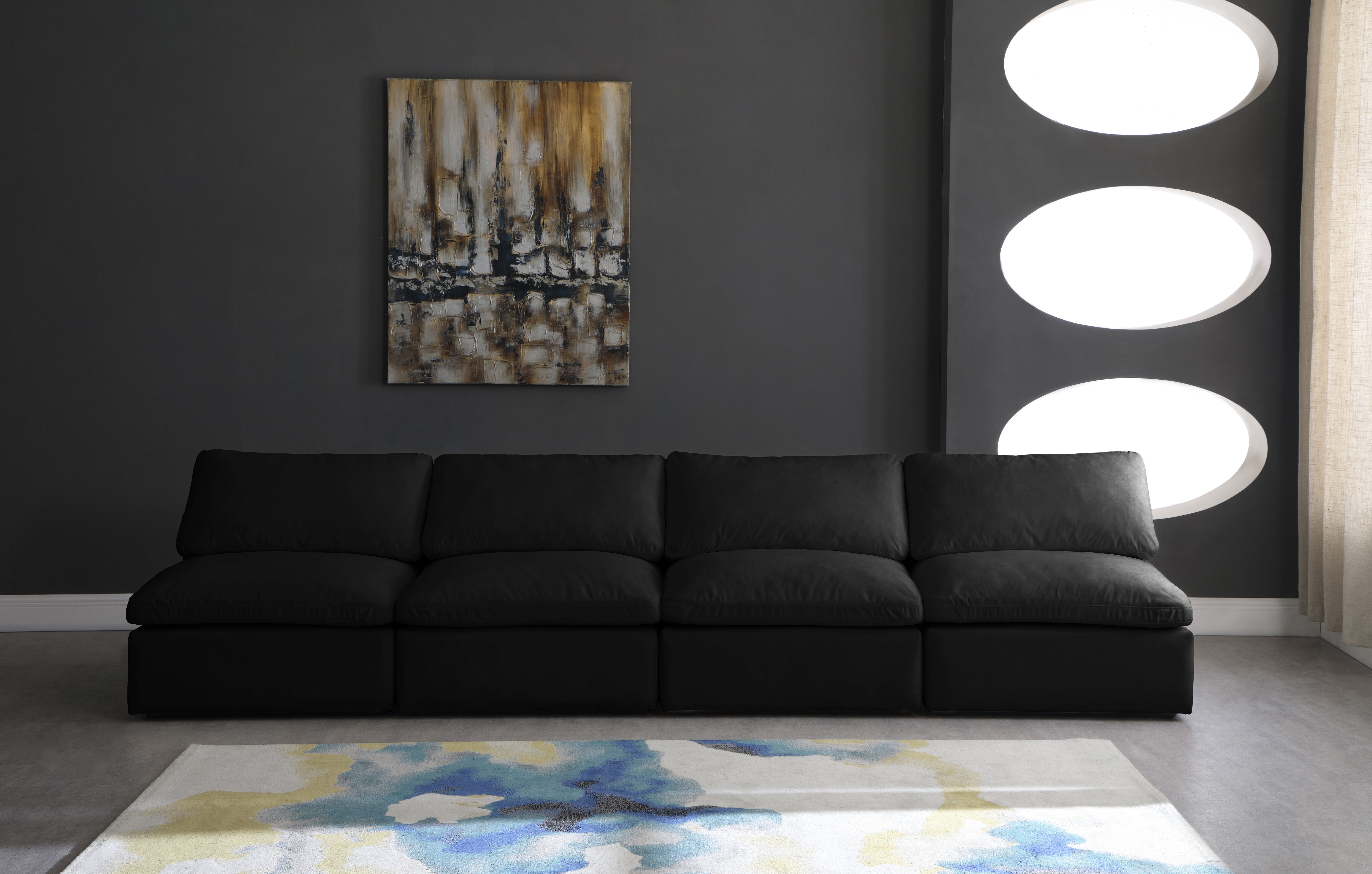 Plush - 4 Piece Modular Armless Sofa - Black