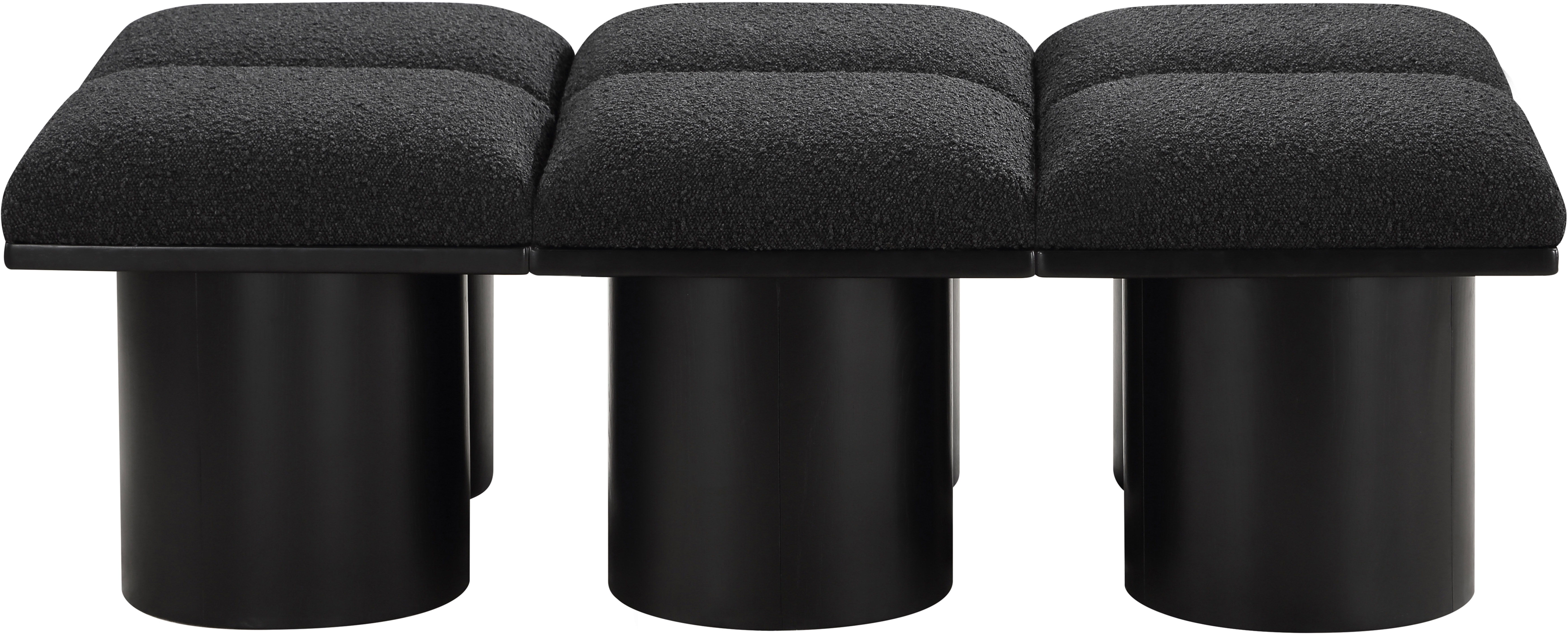 Pavilion - 54" 6 Piece Modular Bench With Black Base - Black