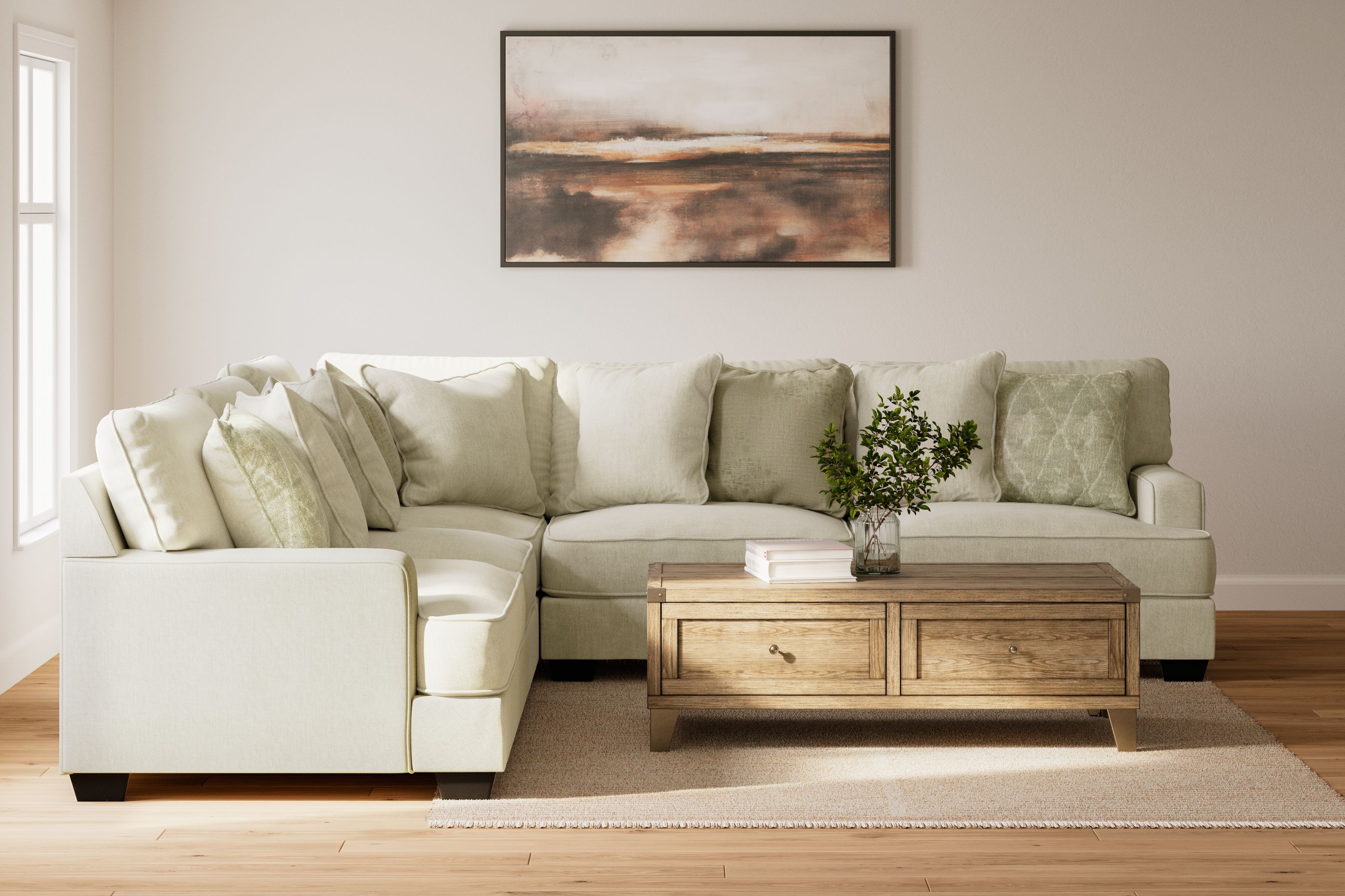Ashley Furniture Rawcliffe - Left Arm Facing Sofa 3 Pc Sectional - Parchment - Image 4
