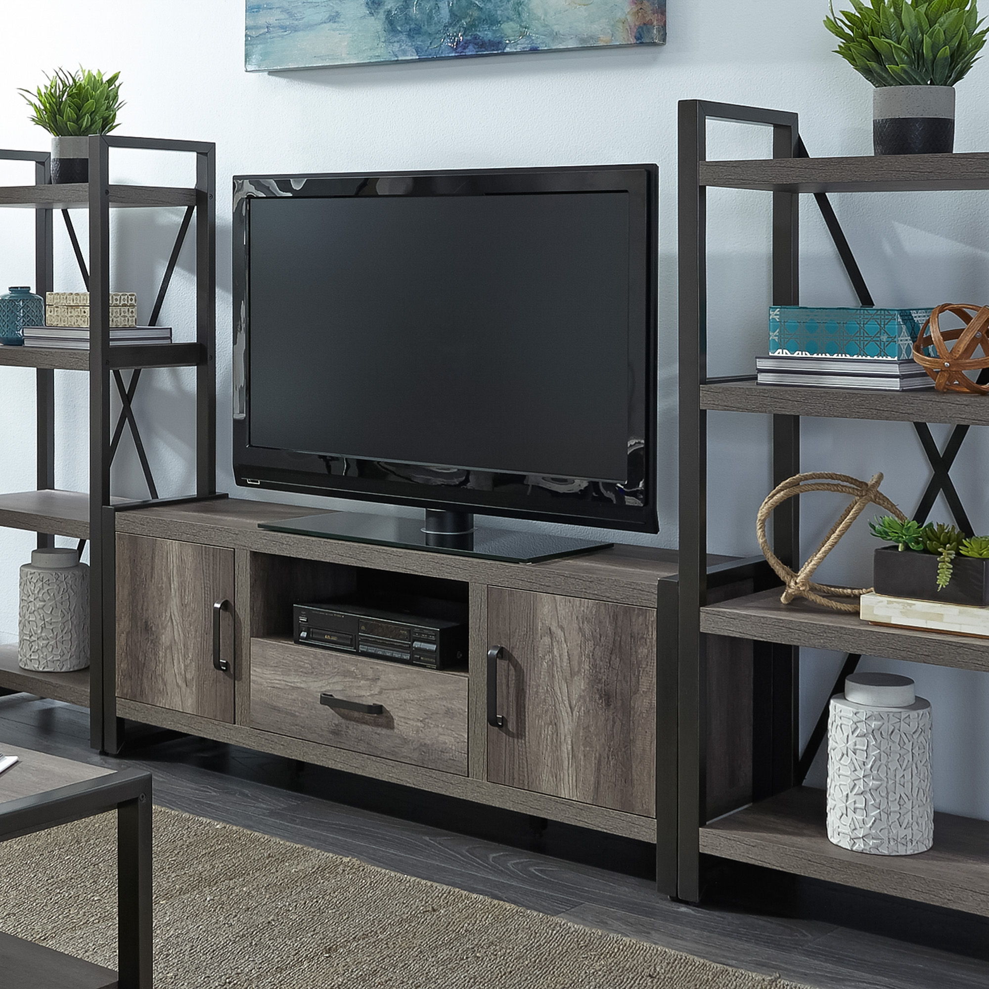 Liberty Furniture Tanners Creek - Entertainment Center With Piers - Dark Gray