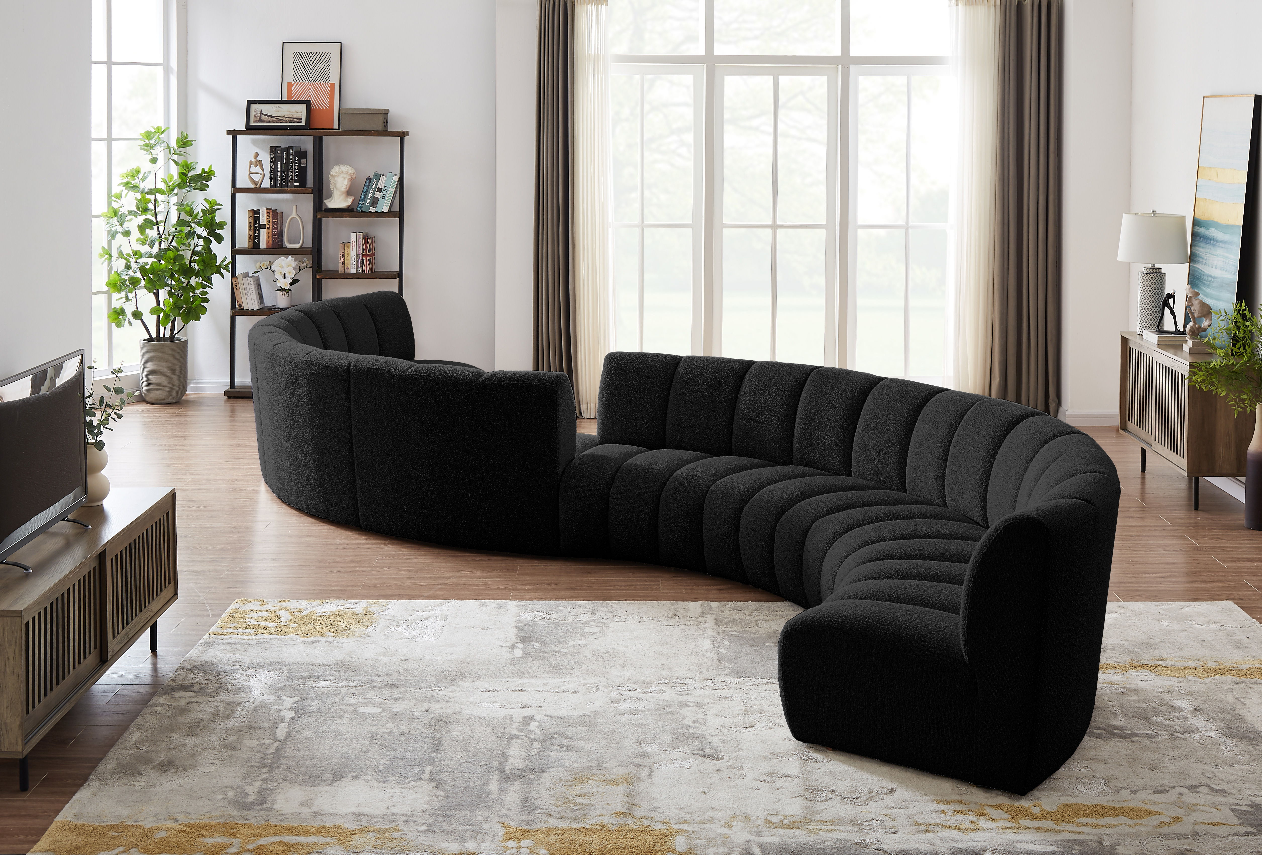 Infinity - 8 Piece S-Shaped Modular Sectional - Black