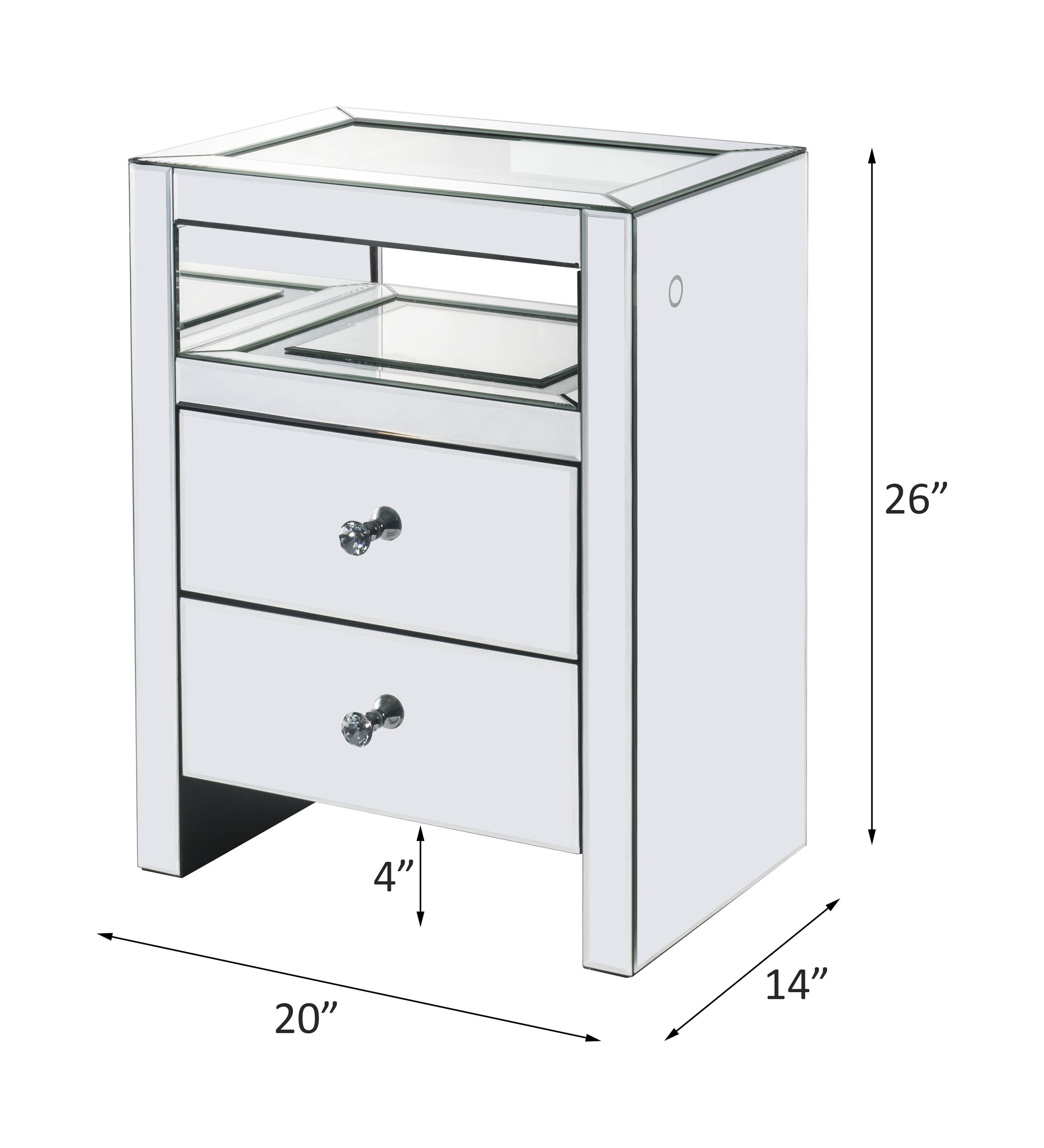 Dominic - Accent Table With LED - Mirrored, silver, view 4