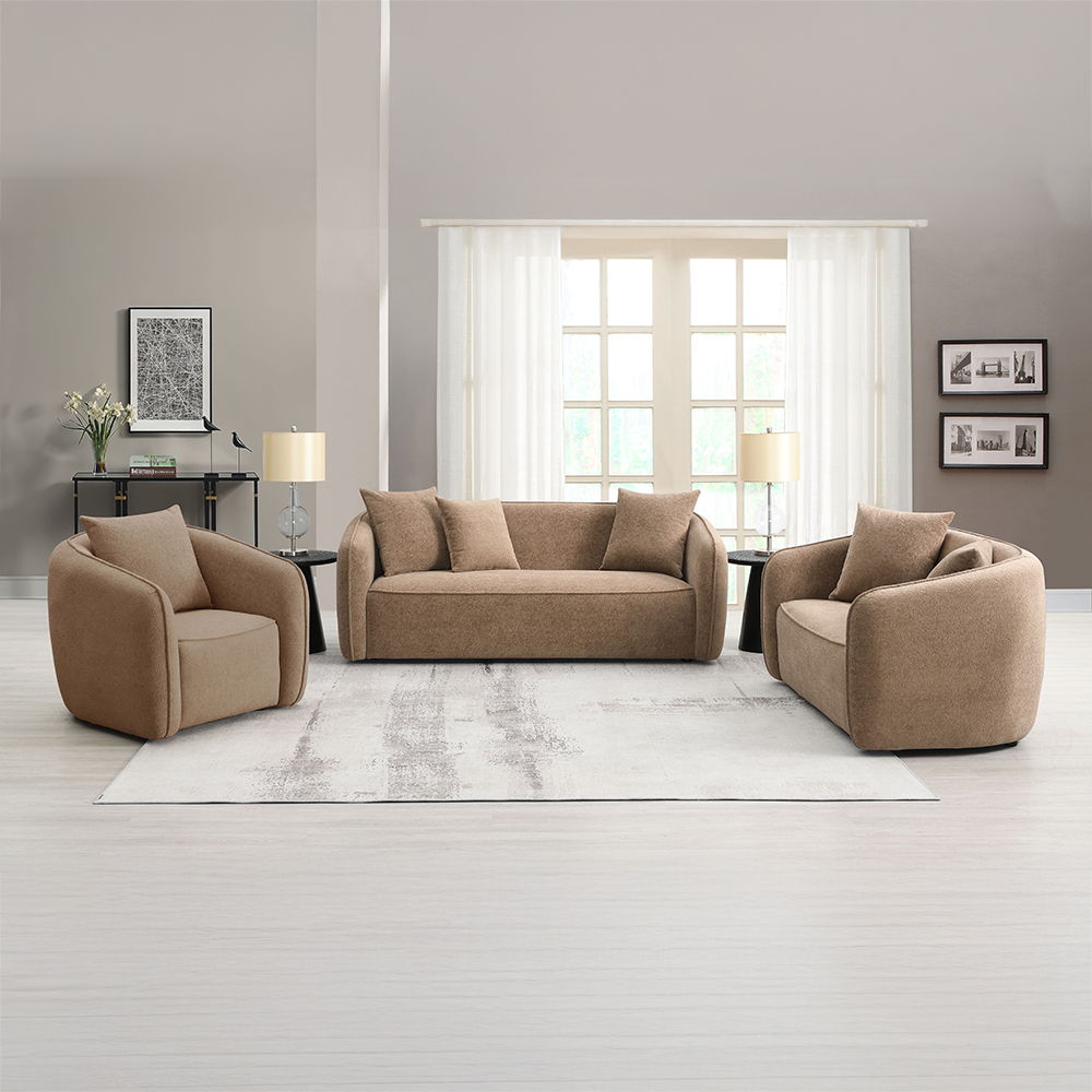 Keith - Chair With Pillow - Brown Chenille, light brown