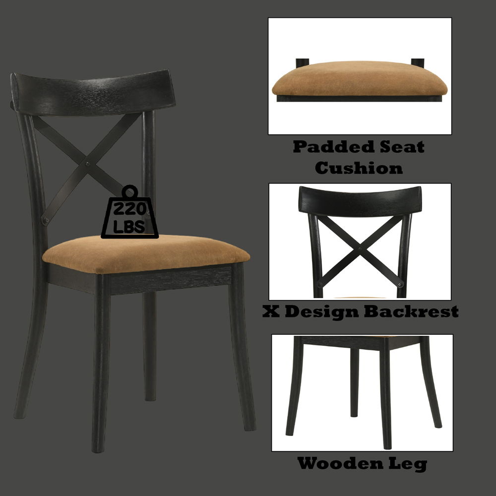 Hillary - Side Chair (Set of 2) - Brown Leather Aire, Walnut & Black, black, view 7