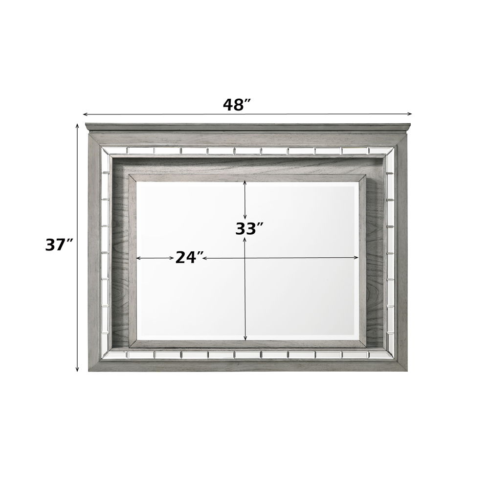 Antares - Mirror With LED - Light Gray Oak, gray, view 4