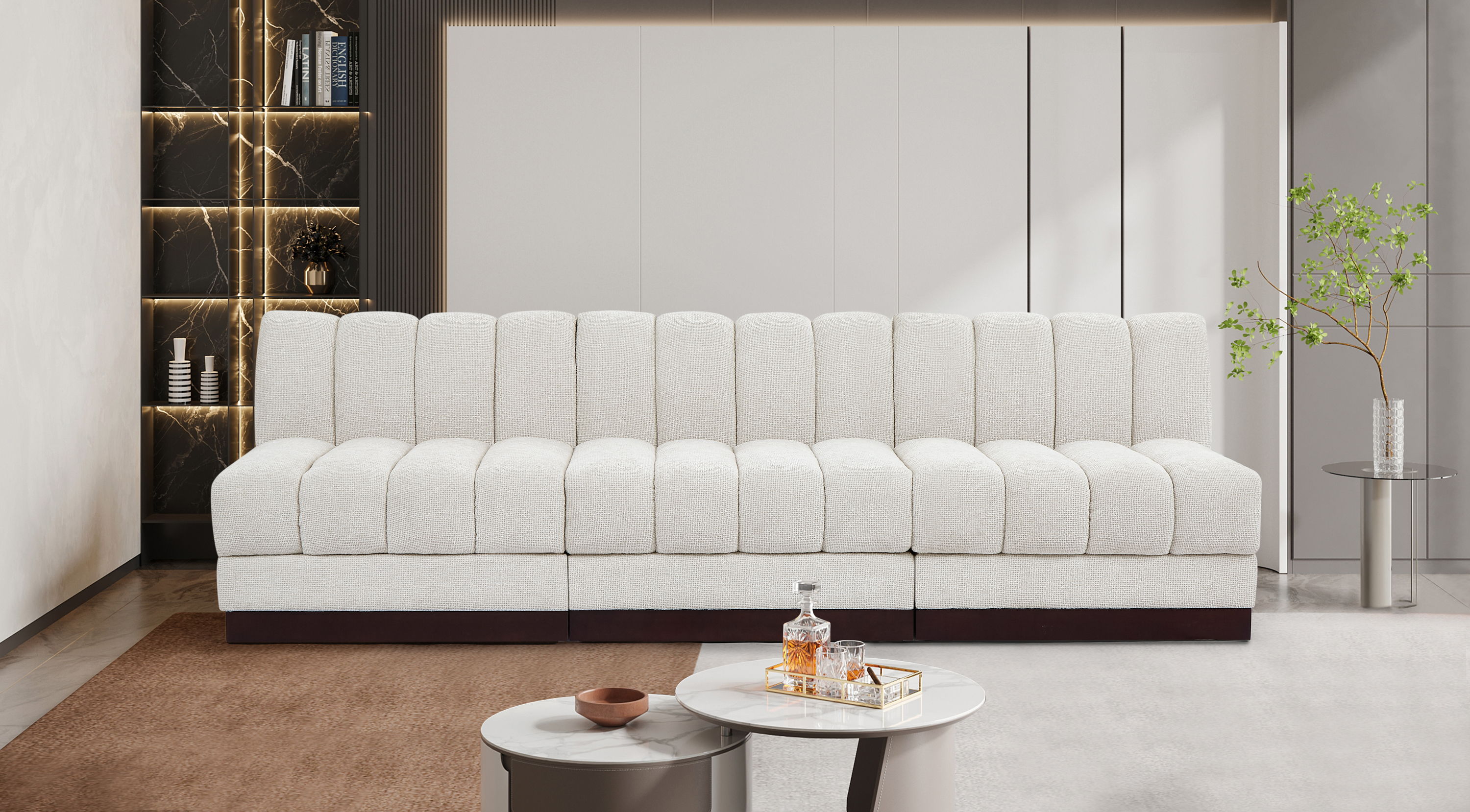 Quinn - 3 Piece Modular Armless Sofa - White
