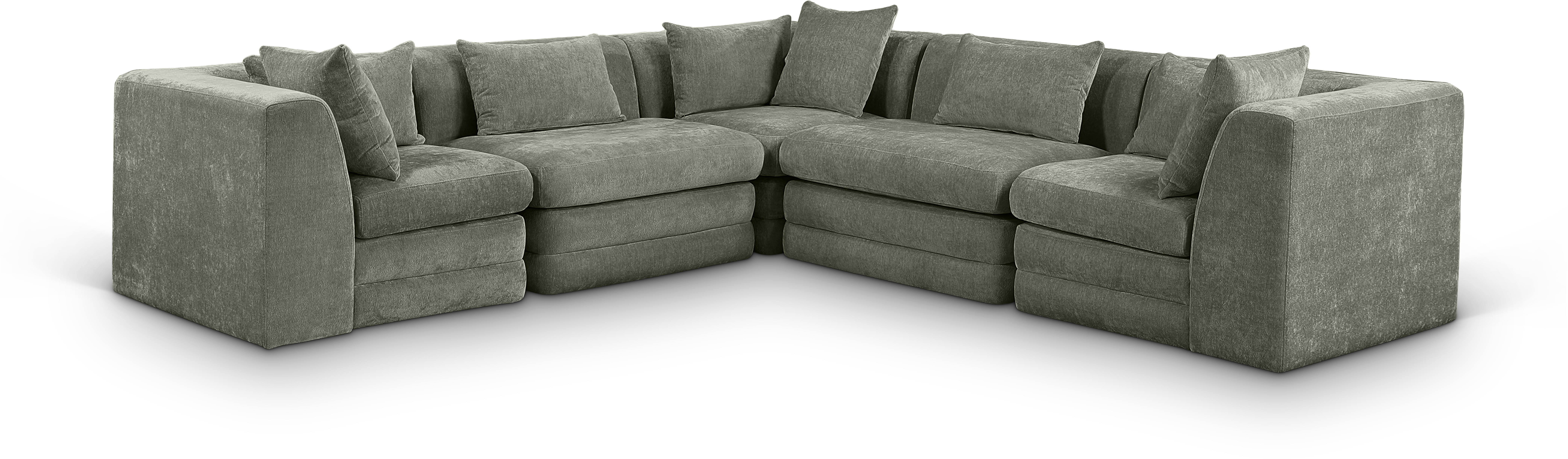 5 Pc · Chenille Fabric 114" Modular Sectional