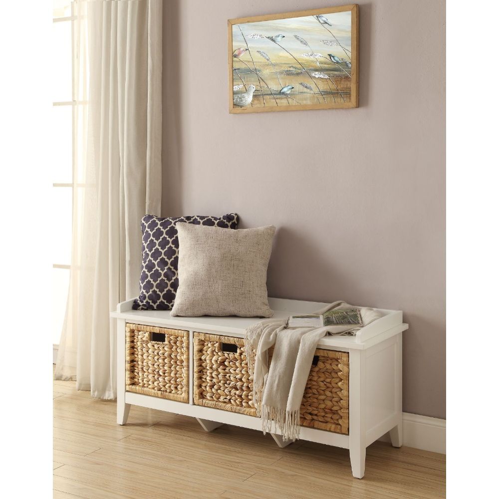 Flavius - Bench With Storage - Rattan & White, white, view 5
