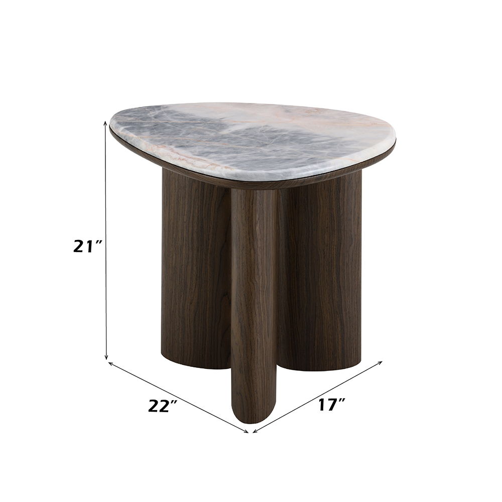Hanale - End Table With Marble Top - Natural / Brown, beige, view 4