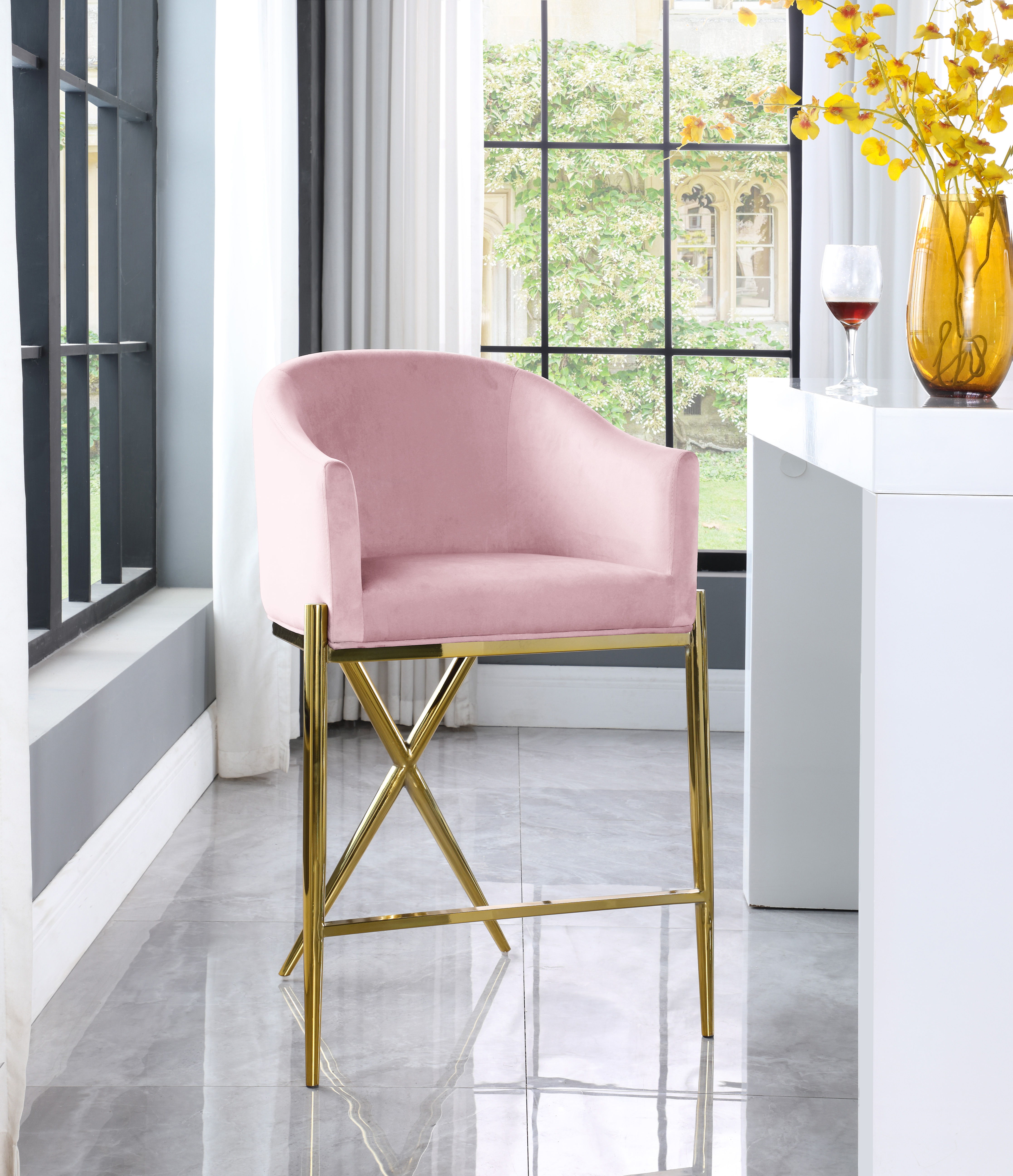 Xavier - Counter Stool - Pink
