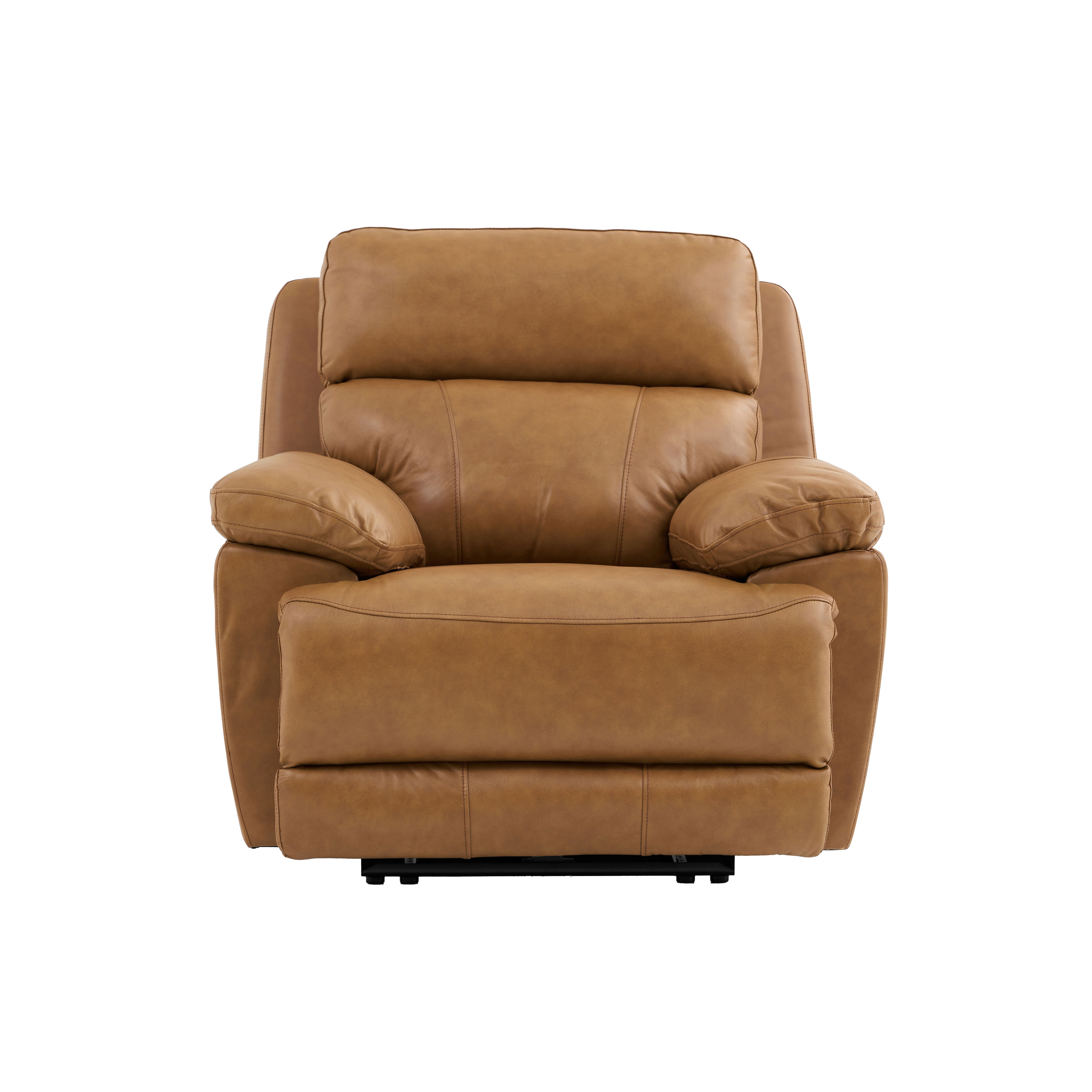 Gatlin - Leather Dual Power Recliner - Light Brown