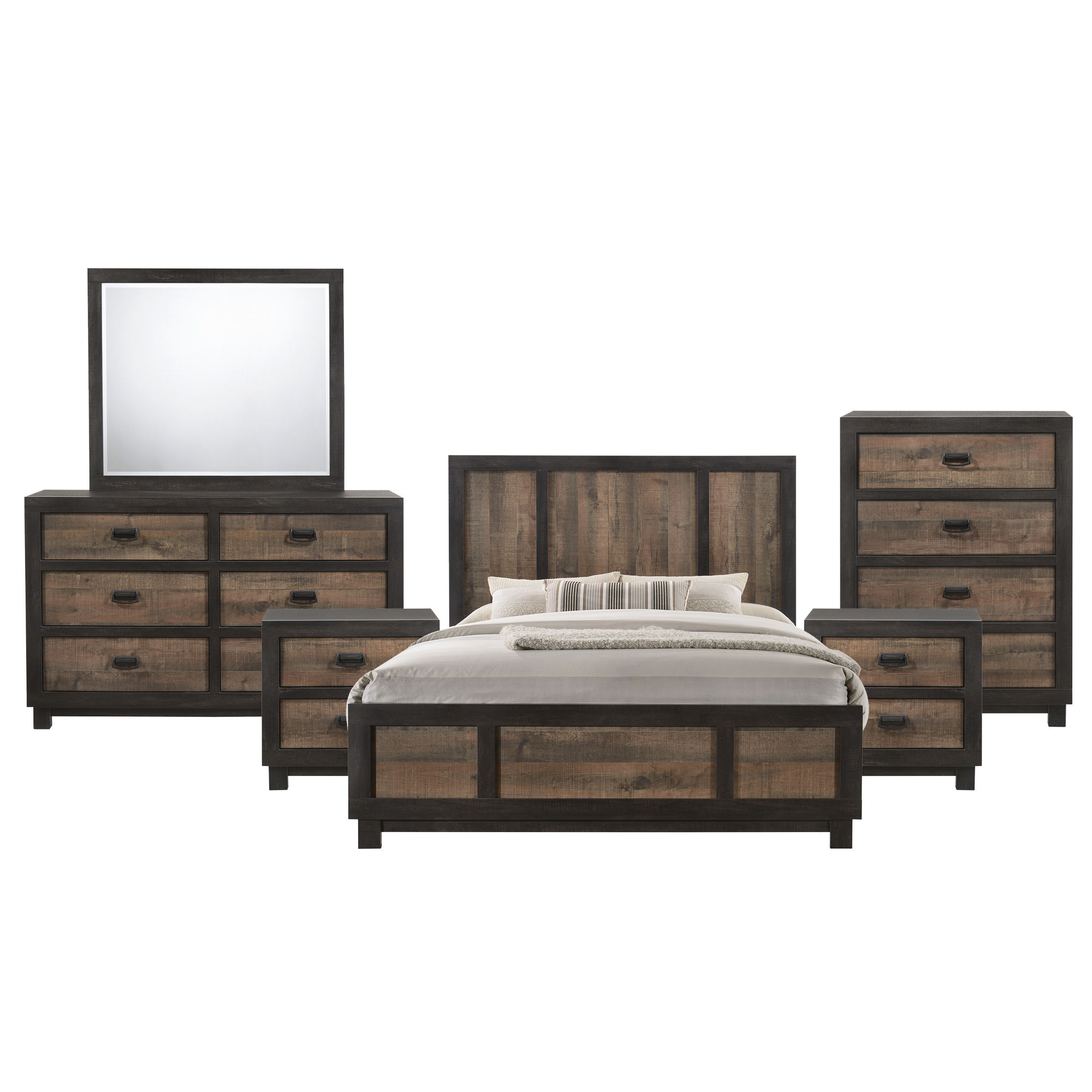 Harlington Queen Panel 6 Piece Bedroom Set Dark Chocolate New