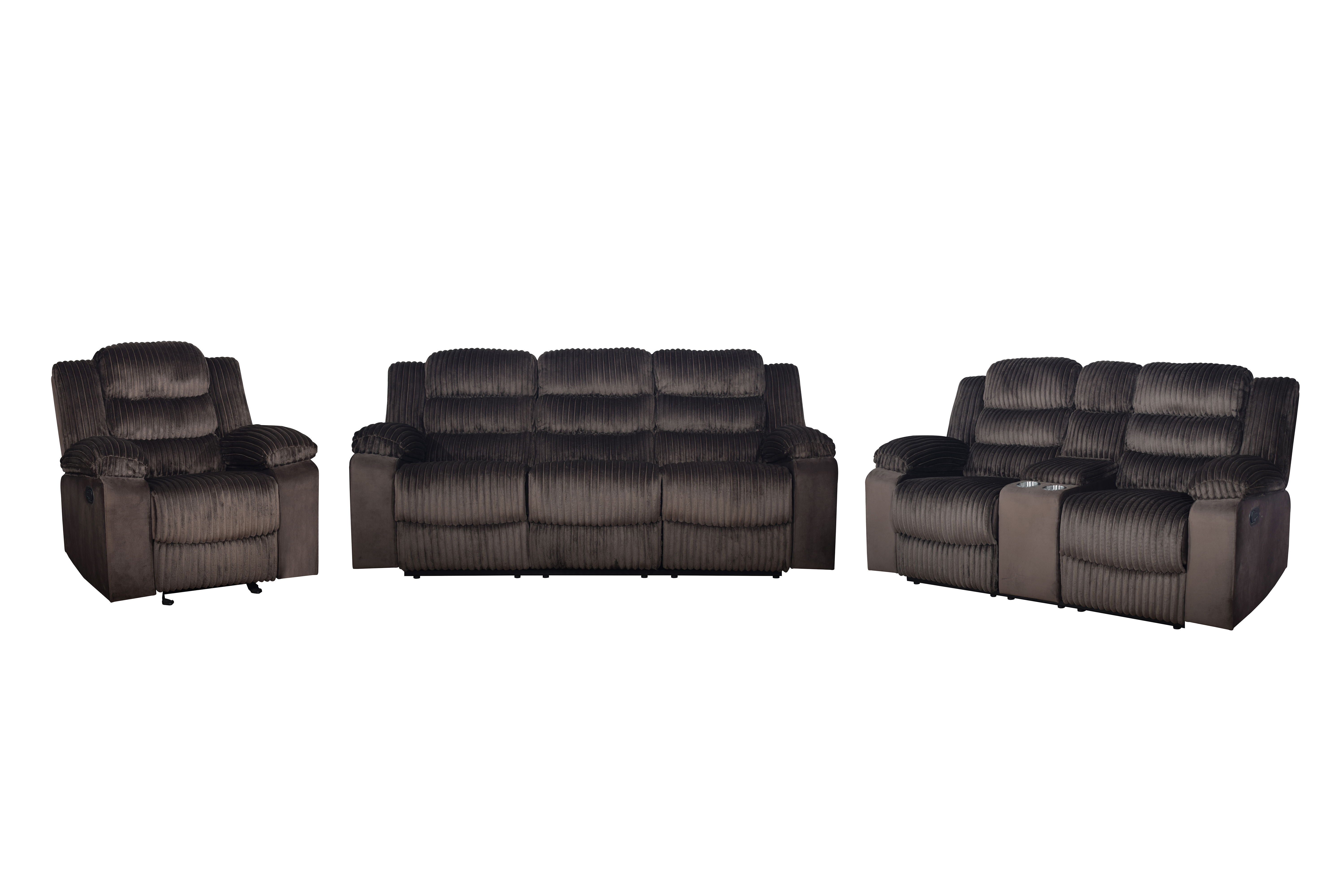 Willow - 3 Piece Sofa & Loveseat & Recliner - Brown
