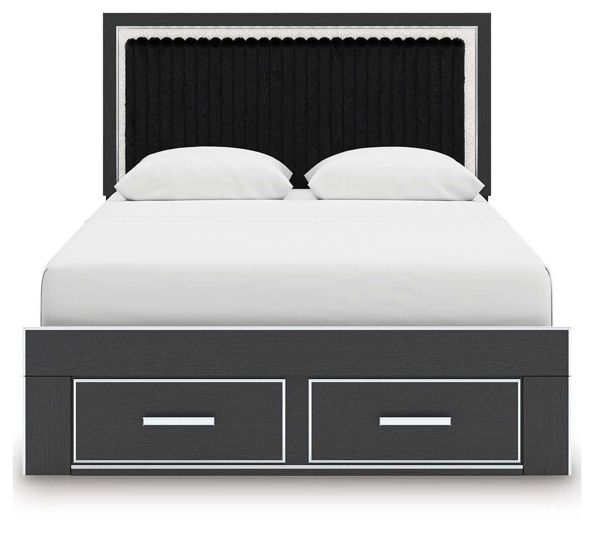 Ashley Furniture Zuraleus - Queen Upholstered Panel Platform Storage Bed - Black - Image 6
