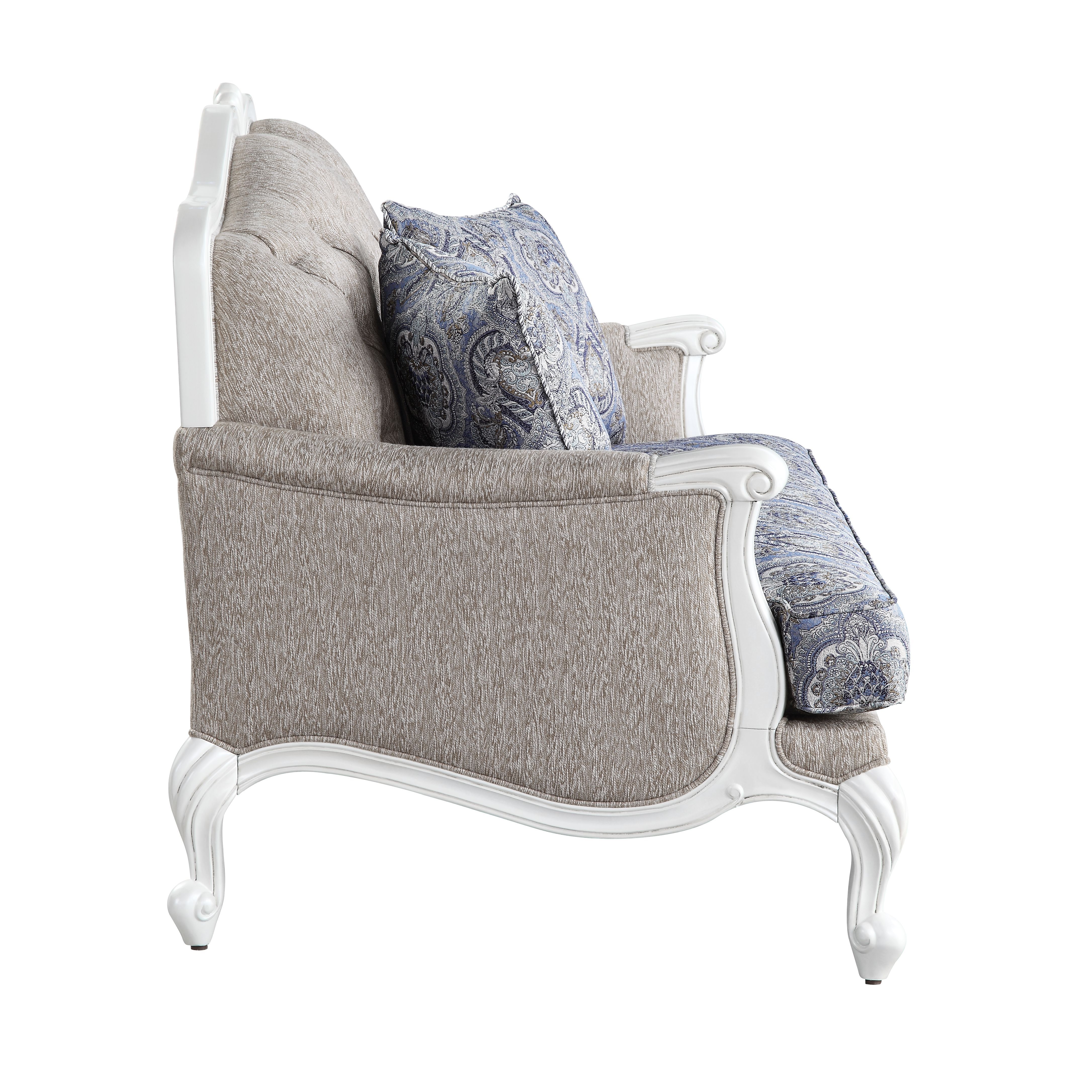 Ciddrenar - Loveseat With 3 Pillows - Fabric & White, blue, view 3