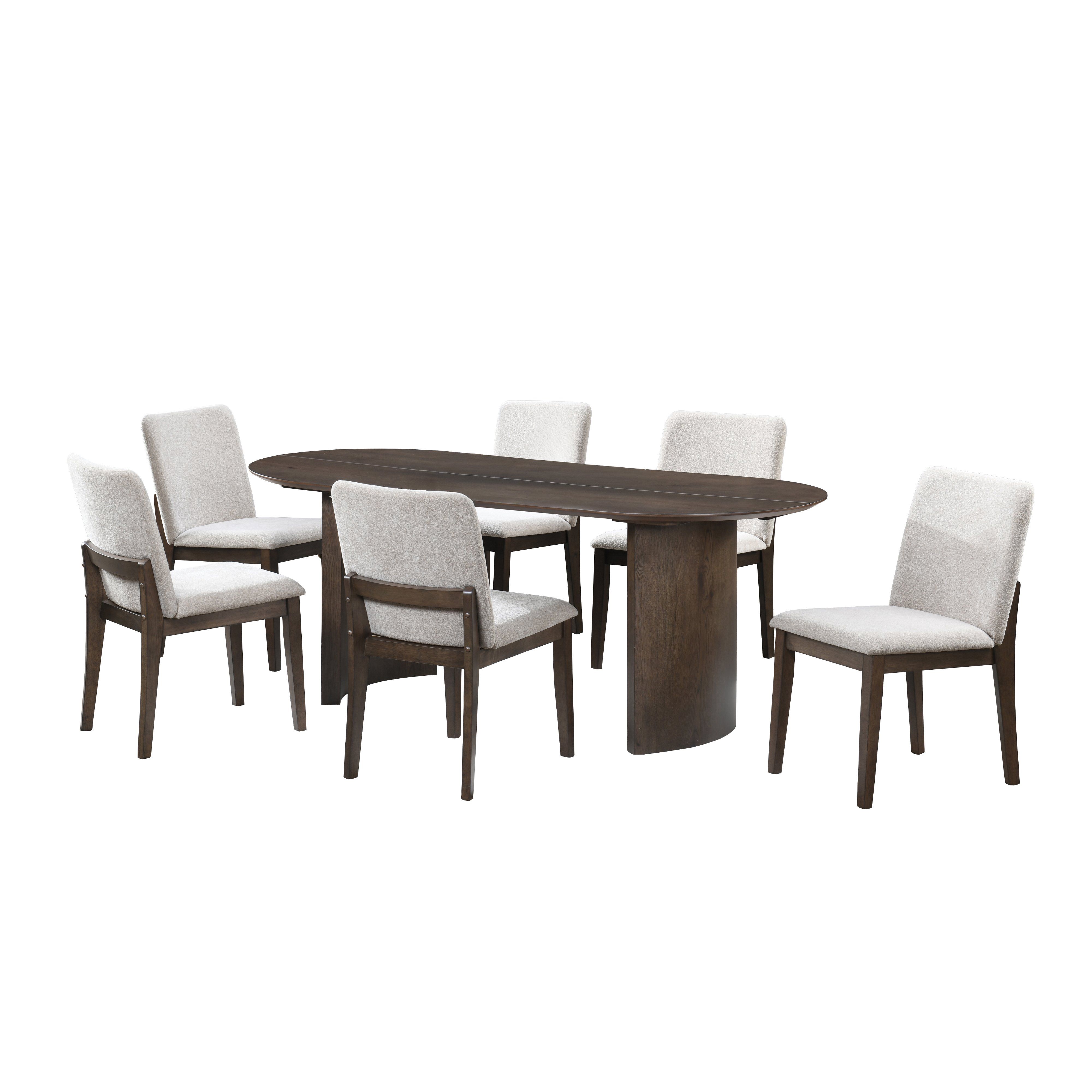 Kody - 79" Oval Fixed-Top Dining Table With 6 Chairs - Brown / Cream