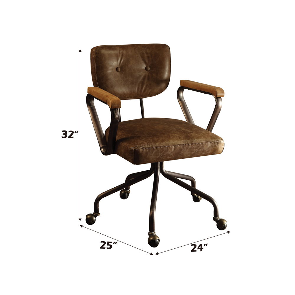Hallie - Office Chair - Vintage Whiskey Top Grain Leather, dark brown, view 5