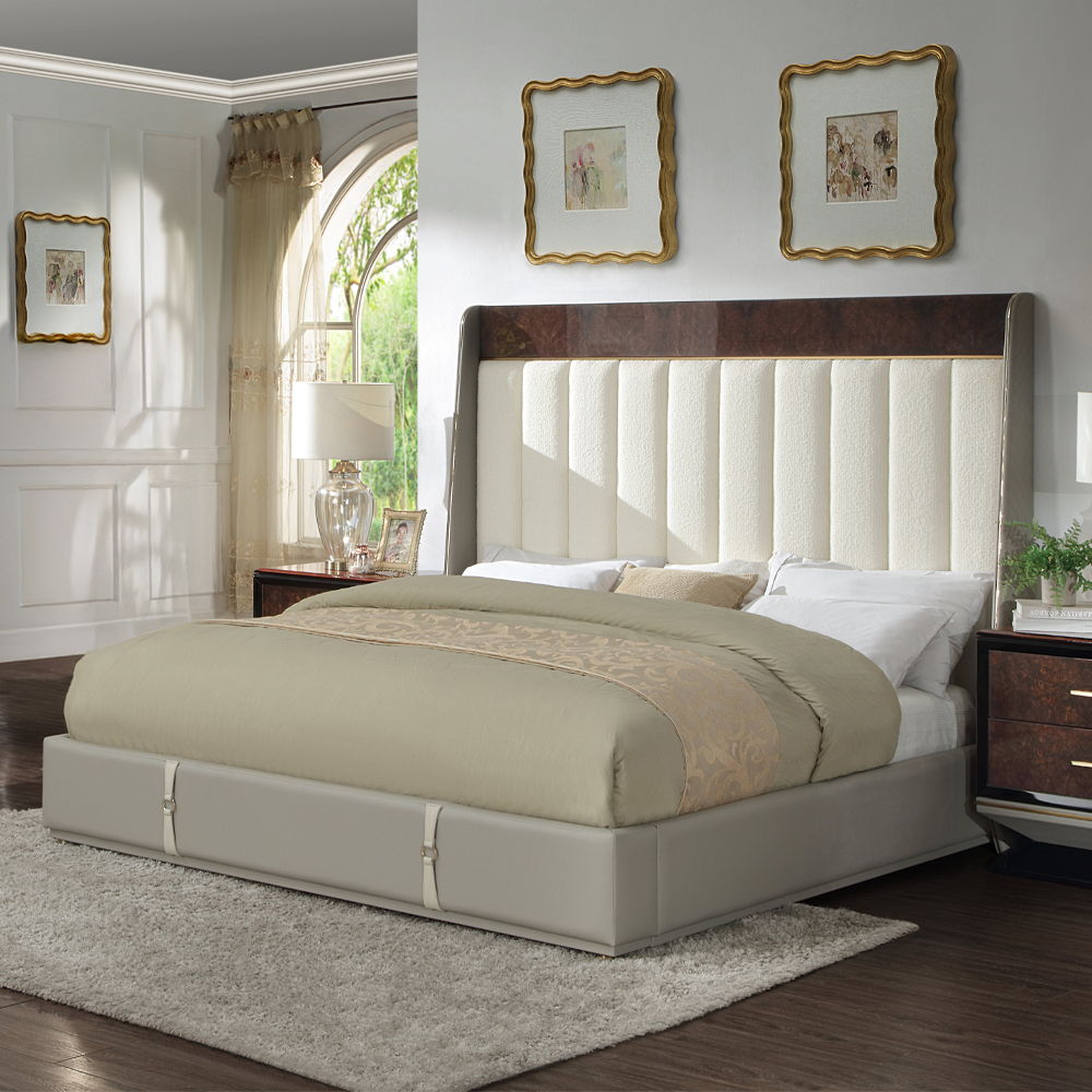 Jamonica - Eastern King Bed - Beige & Dark Brown, beige