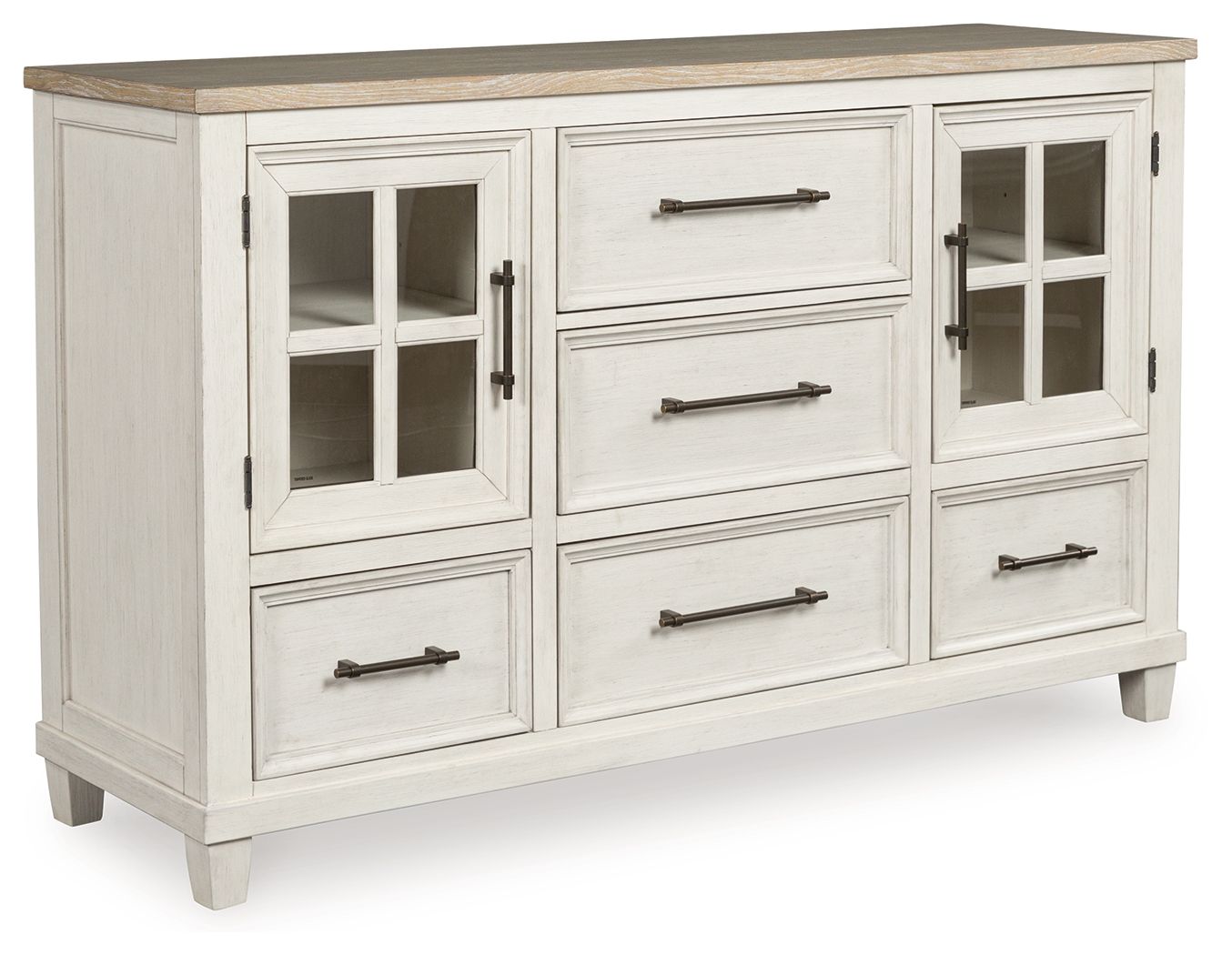 Shaybrock - 7 Pc. - Dresser, Mirror, Chest, Queen Panel Bed, 2 Nightstands - Antique White