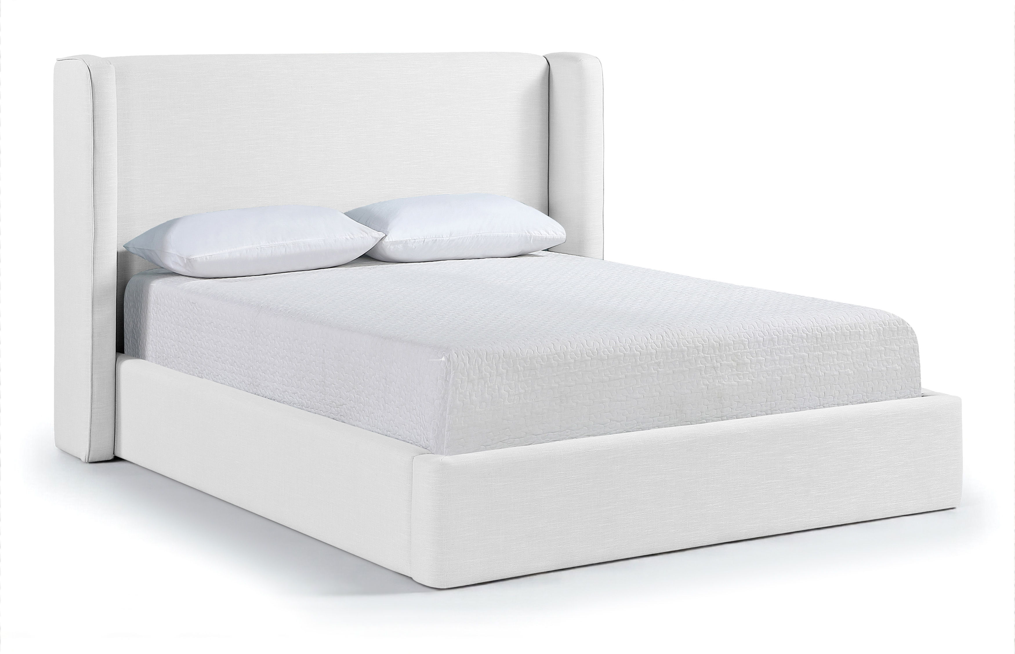 Kendall - Linen Textured Fabric Upholstered Full Bed - White