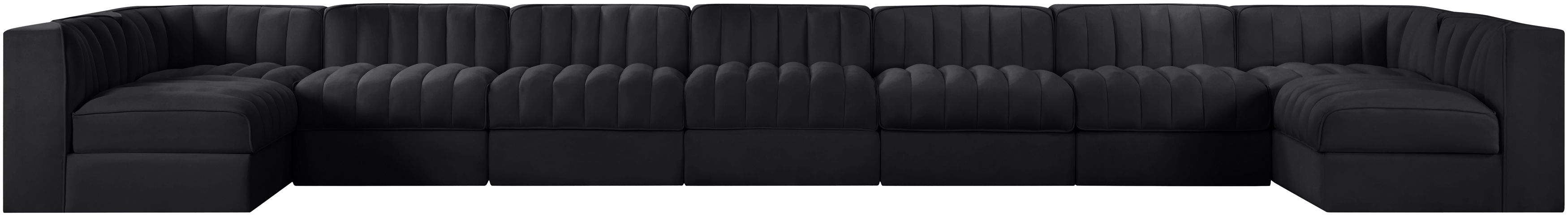 Rummi - Armless Velvet Performance Fabric Upholstered 9 Piece Modular Sectional - Black