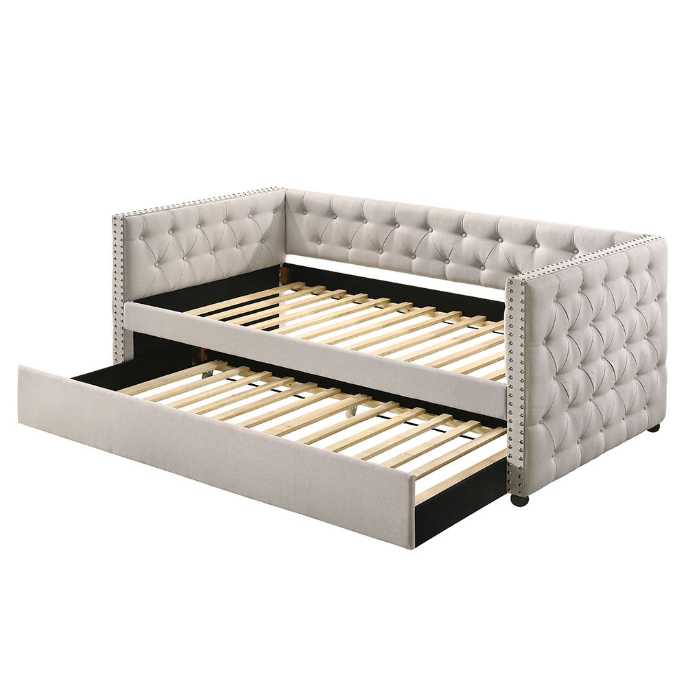 Romona - Twin Daybed With Trundle - Beige Fabric, beige, view 3