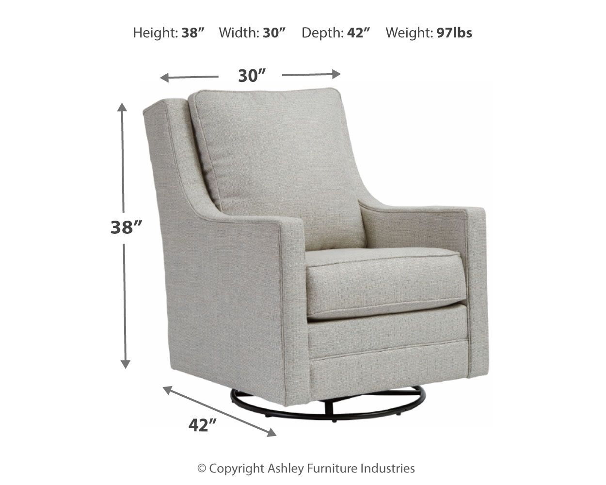 Ashley Furniture Kambria - Swivel Glider Accent Chair - Frost - Image 4