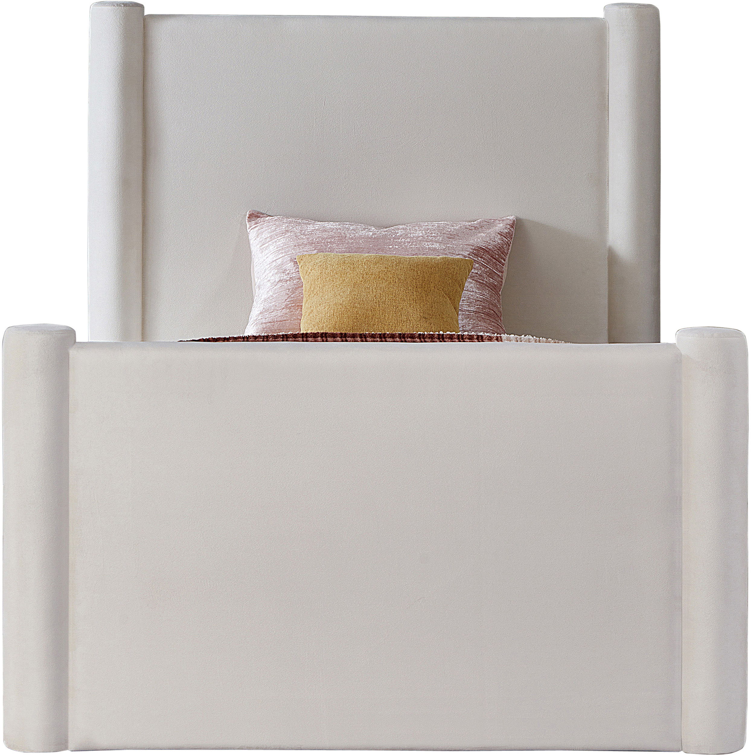 Elias - Velvet Twin Bed - Cream