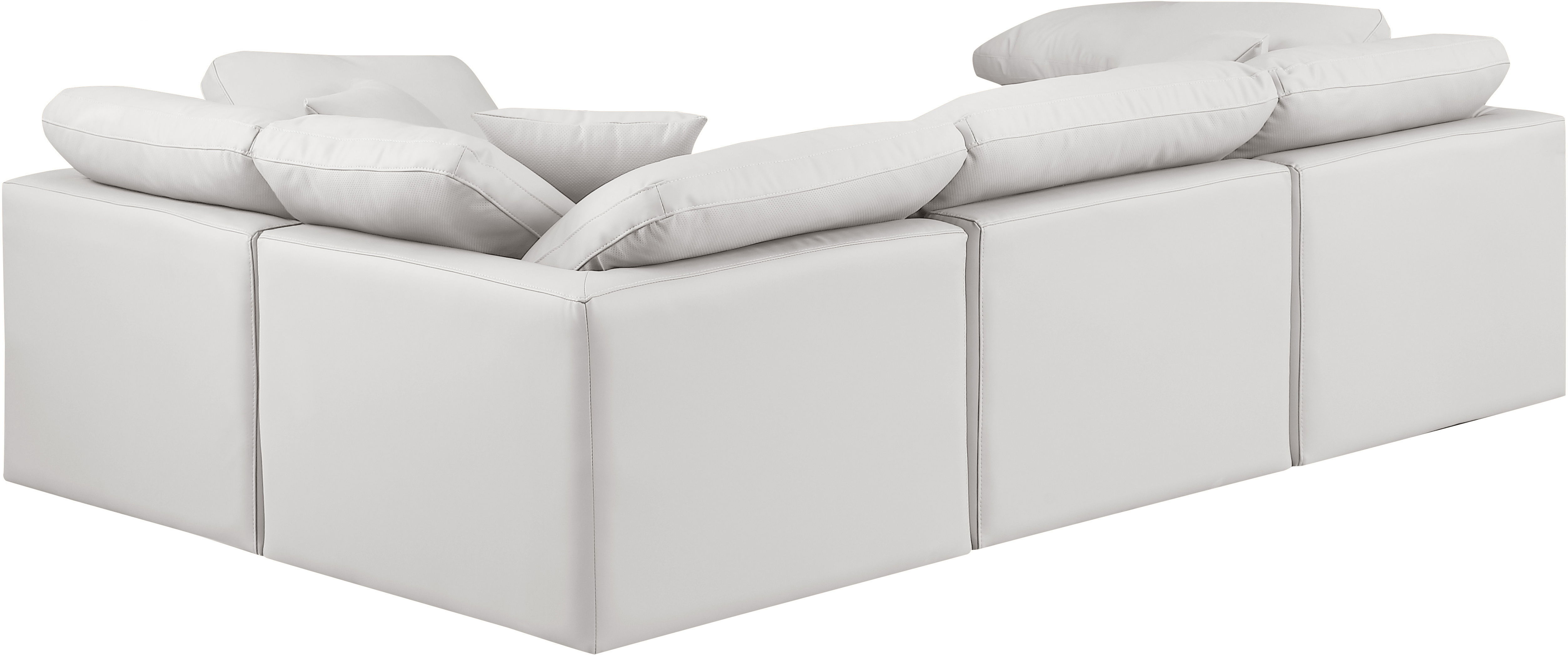 Indulge - Faux Leather 4 Piece Modular Corner Sectional - Cream