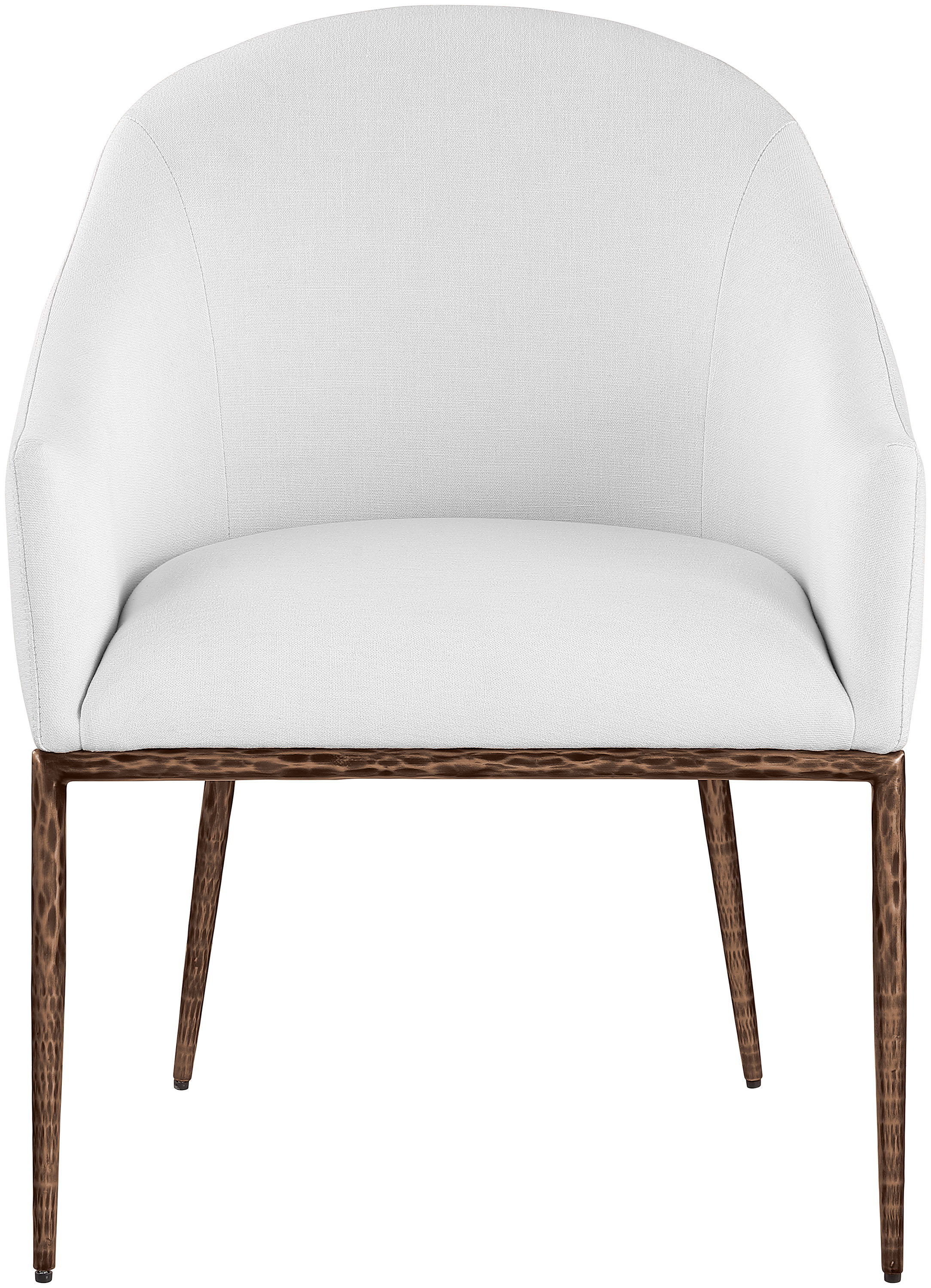Ferro - Linen Textured Performance Fabric Upholstered Dining Arm Chair - White / Brushed Bronze