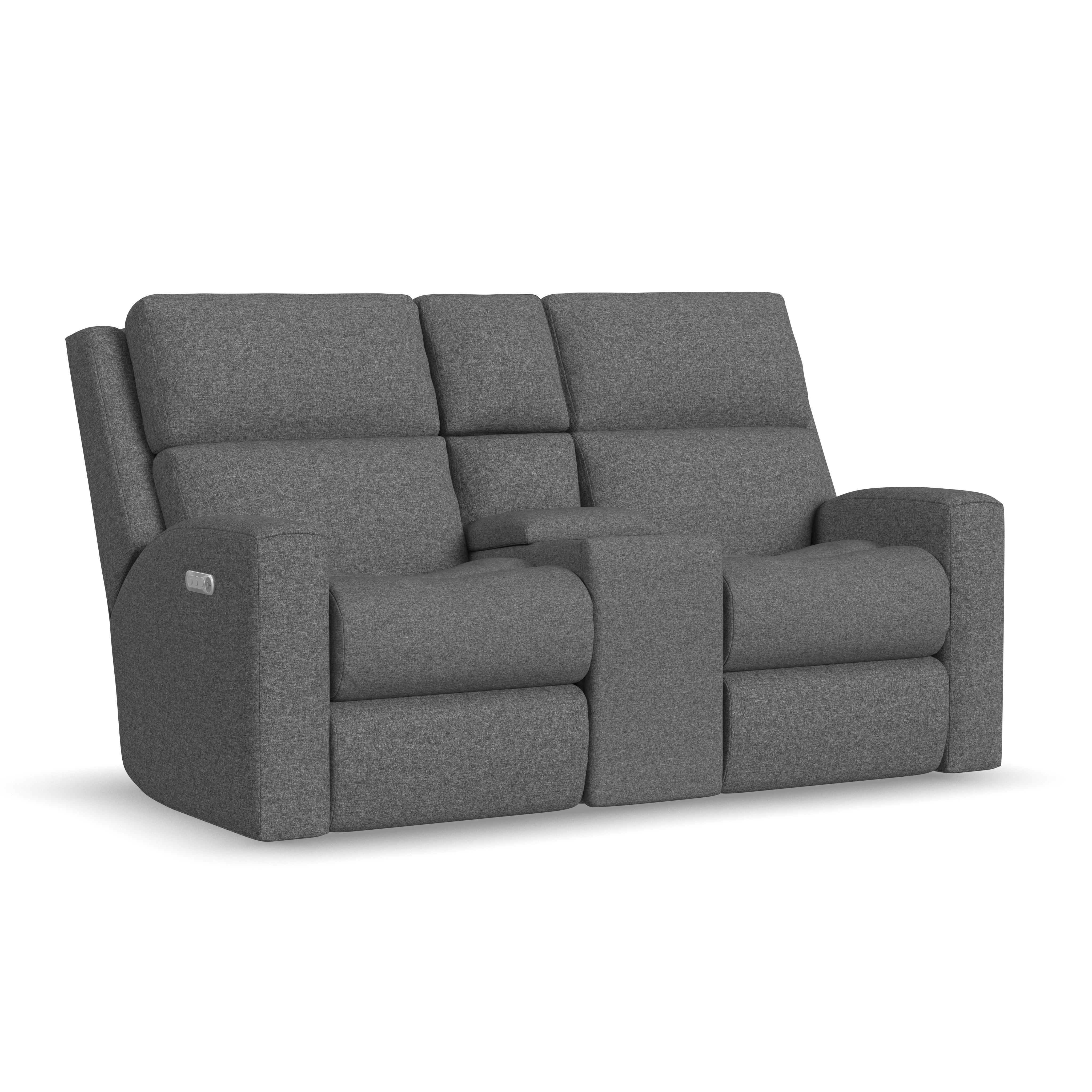 Score - Transitional Fabric Power Reclining Loveseat With Console & Power Headrests & Lumbar, red