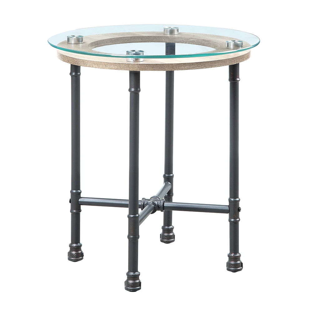 Brantley - End Table - Clear Glass & Sandy Gray, dark gray, view 2