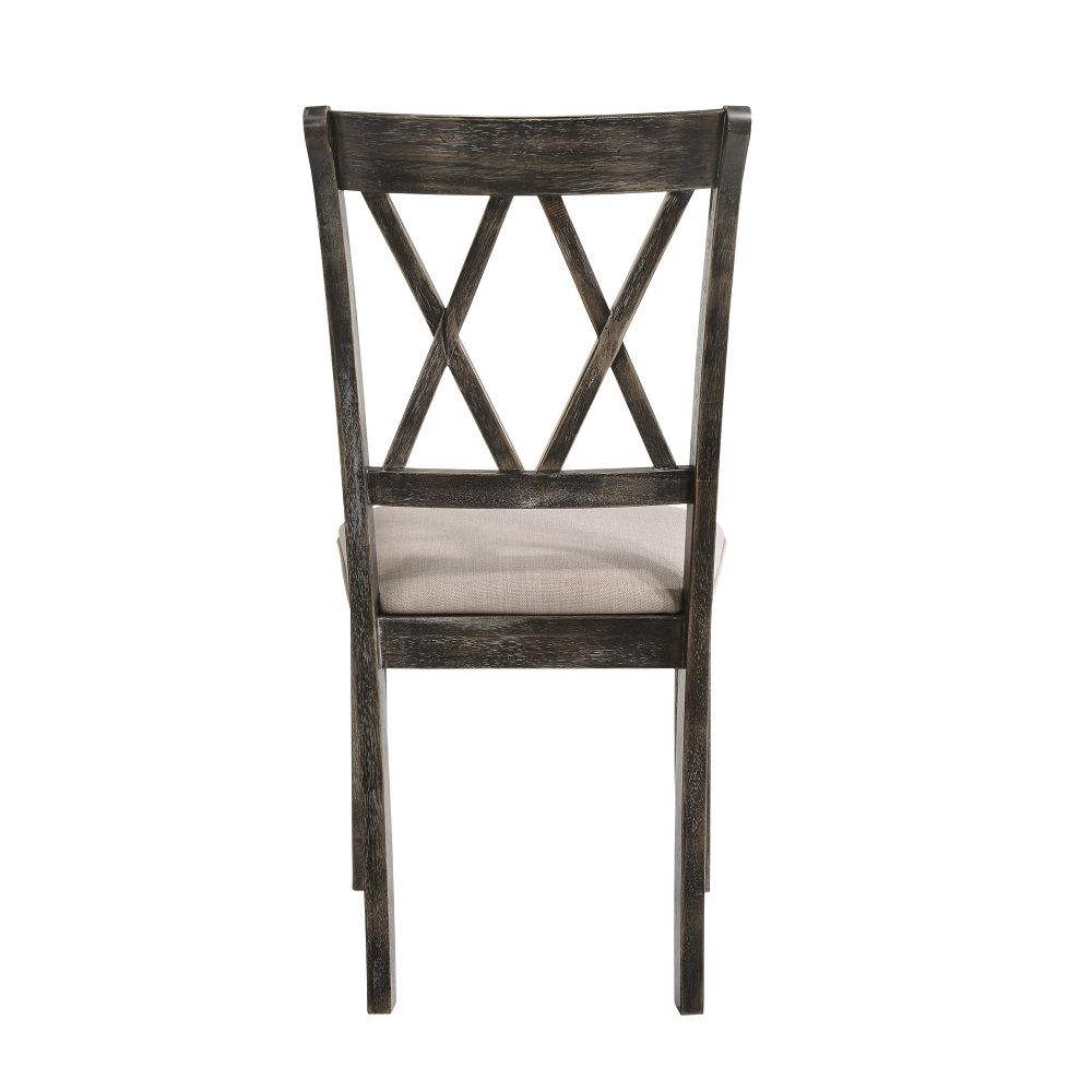 Claudia II - Side Chair (Set of 2) - Beige Fabric & Weathered Gray, dark gray, view 3