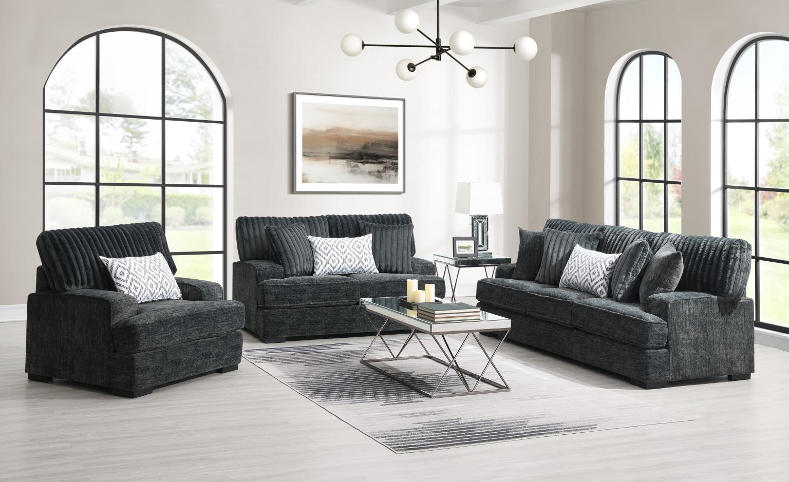 U271 - 2 Piece Living Room Set (Sofa & Loveseat) - Dark Gray