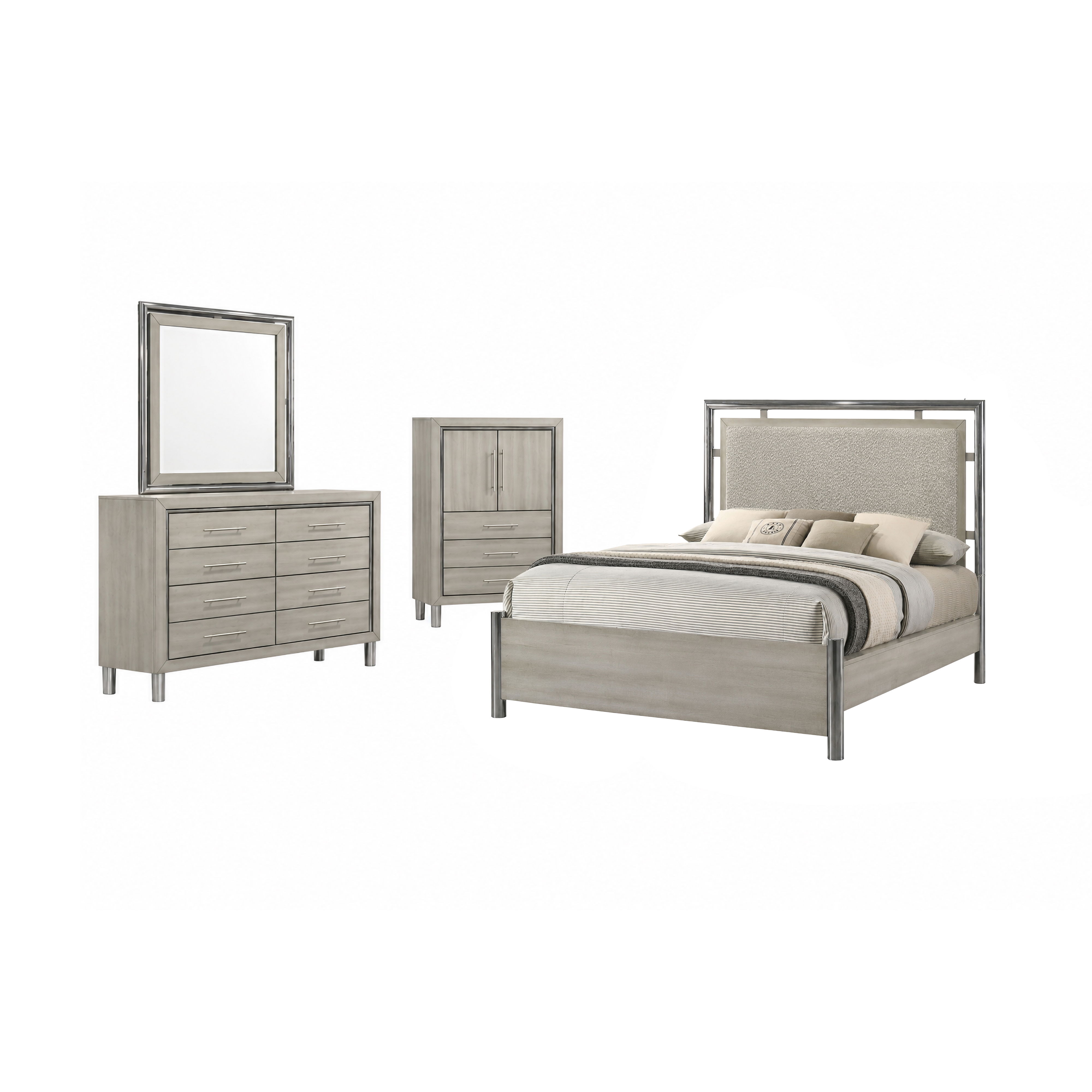 Queen · 4 Pc · Bed, Dresser, Mirror, Chest