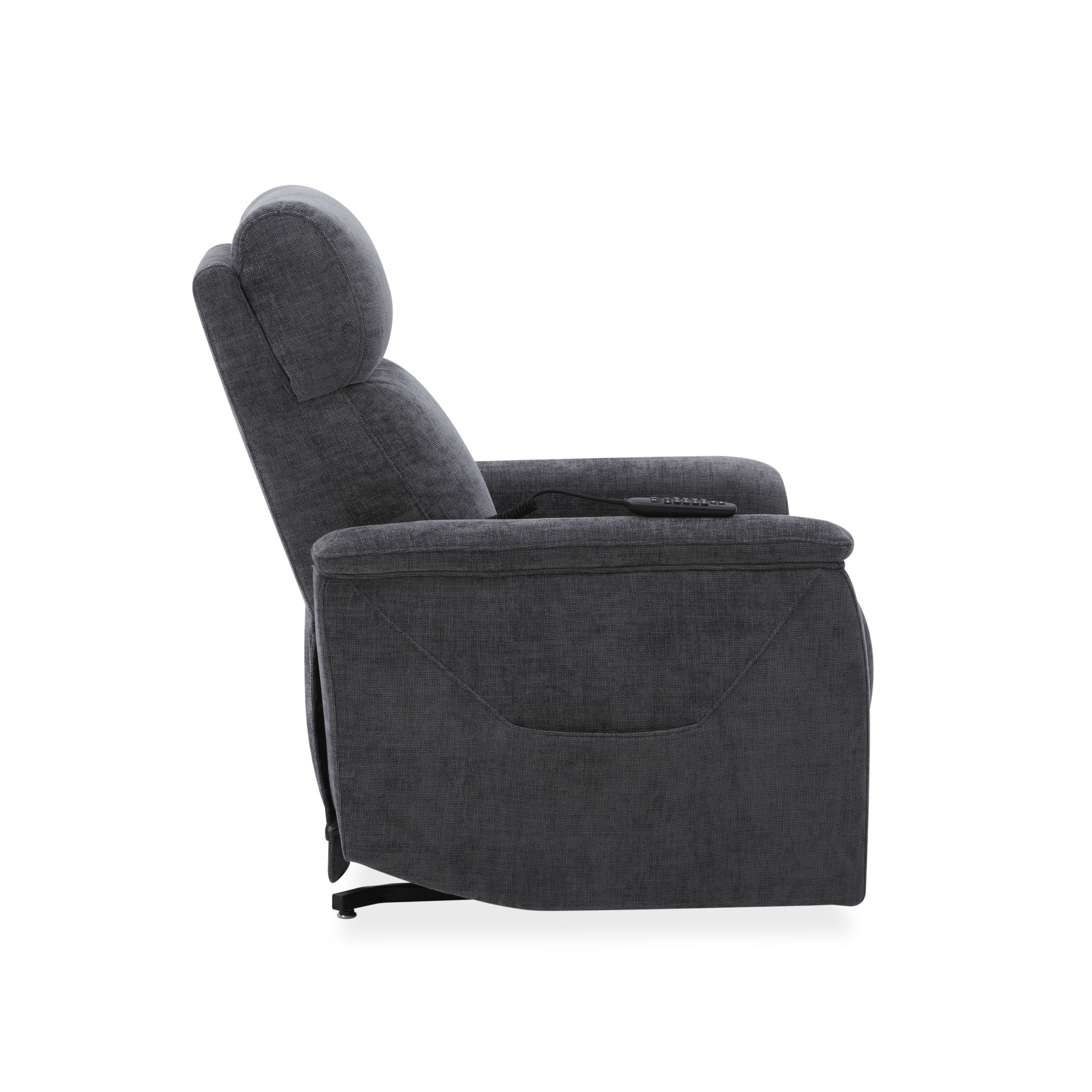Luma - Petite Power Lift Recliner With Power Headrest, Lumbar, Heat & Massage - Dark Gray, dark gray, view 5