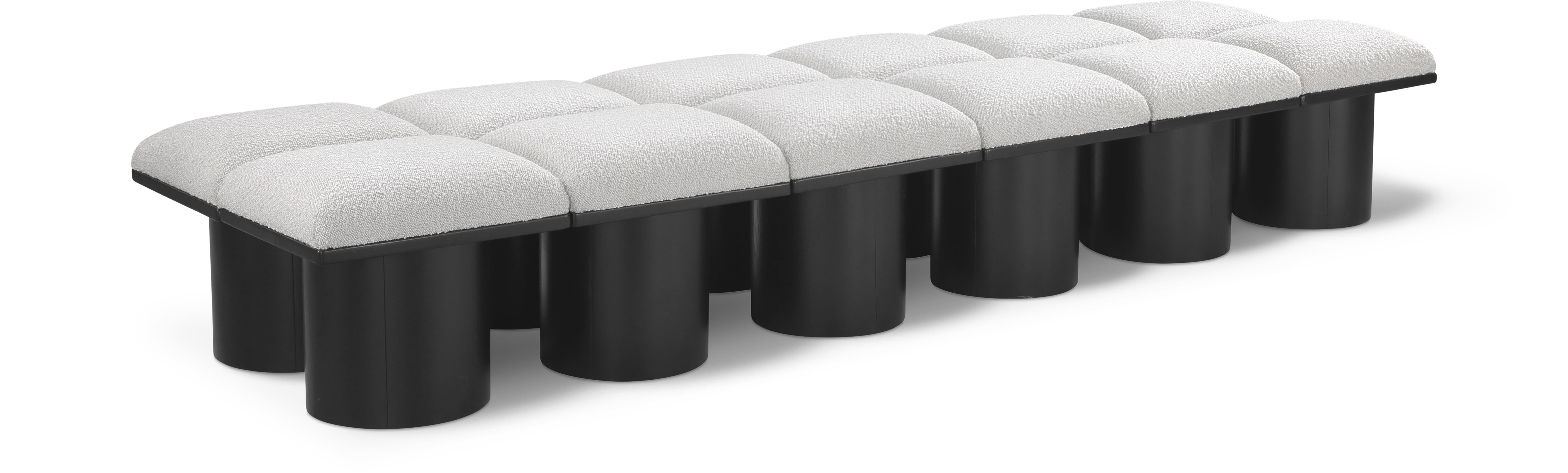 Pavilion - 108" 12 Piece Modular Bench With Black Base - Cream