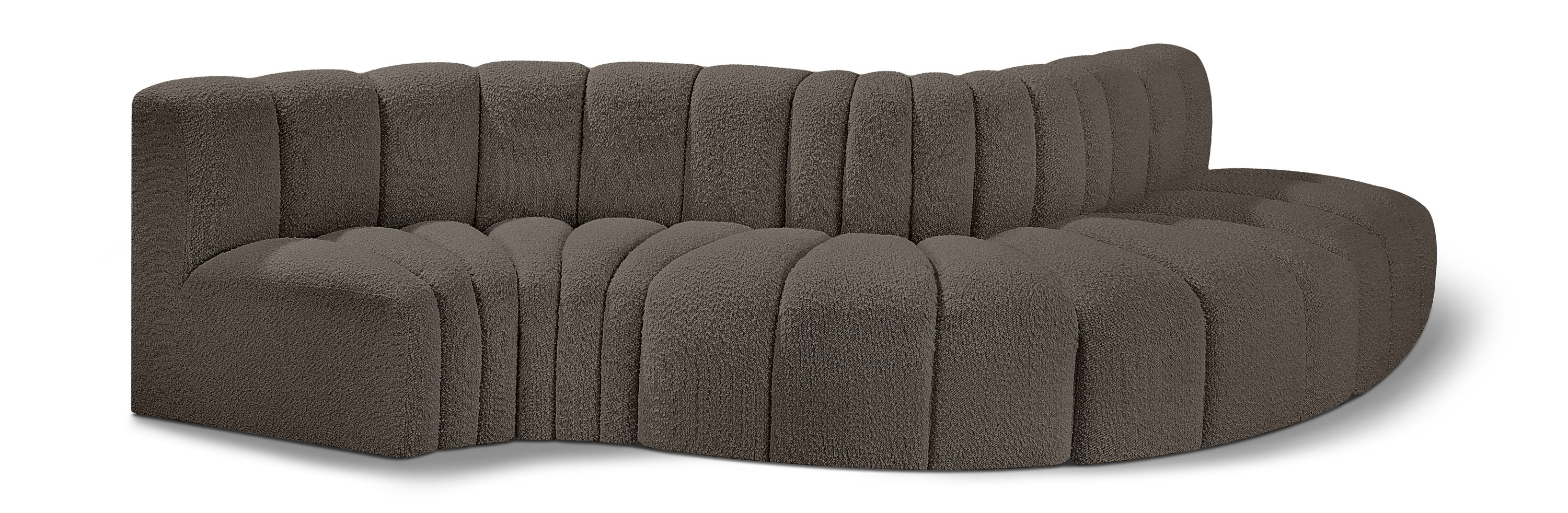 Arc - Boucle Fabric 5 Piece Modular Sofa - Brown