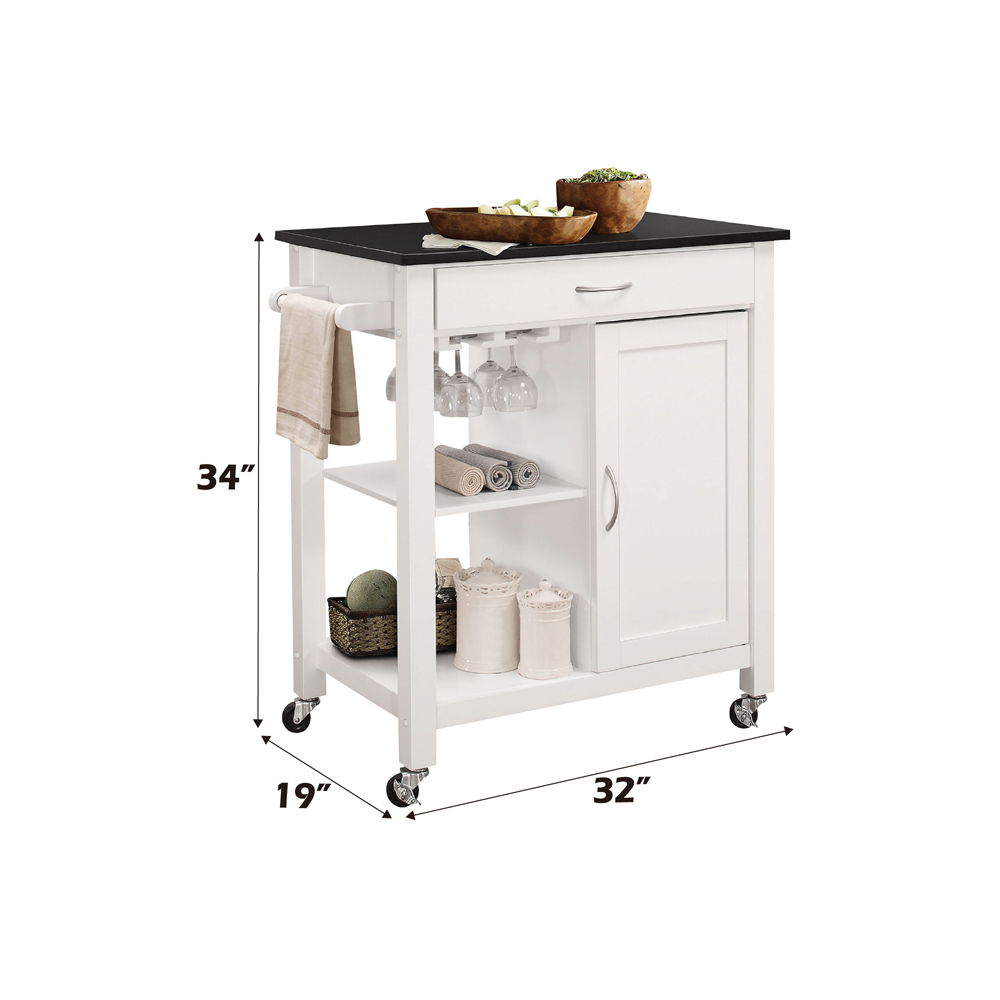 Ottawa - Kitchen Cart - Black Wooden Top & White, white, view 8