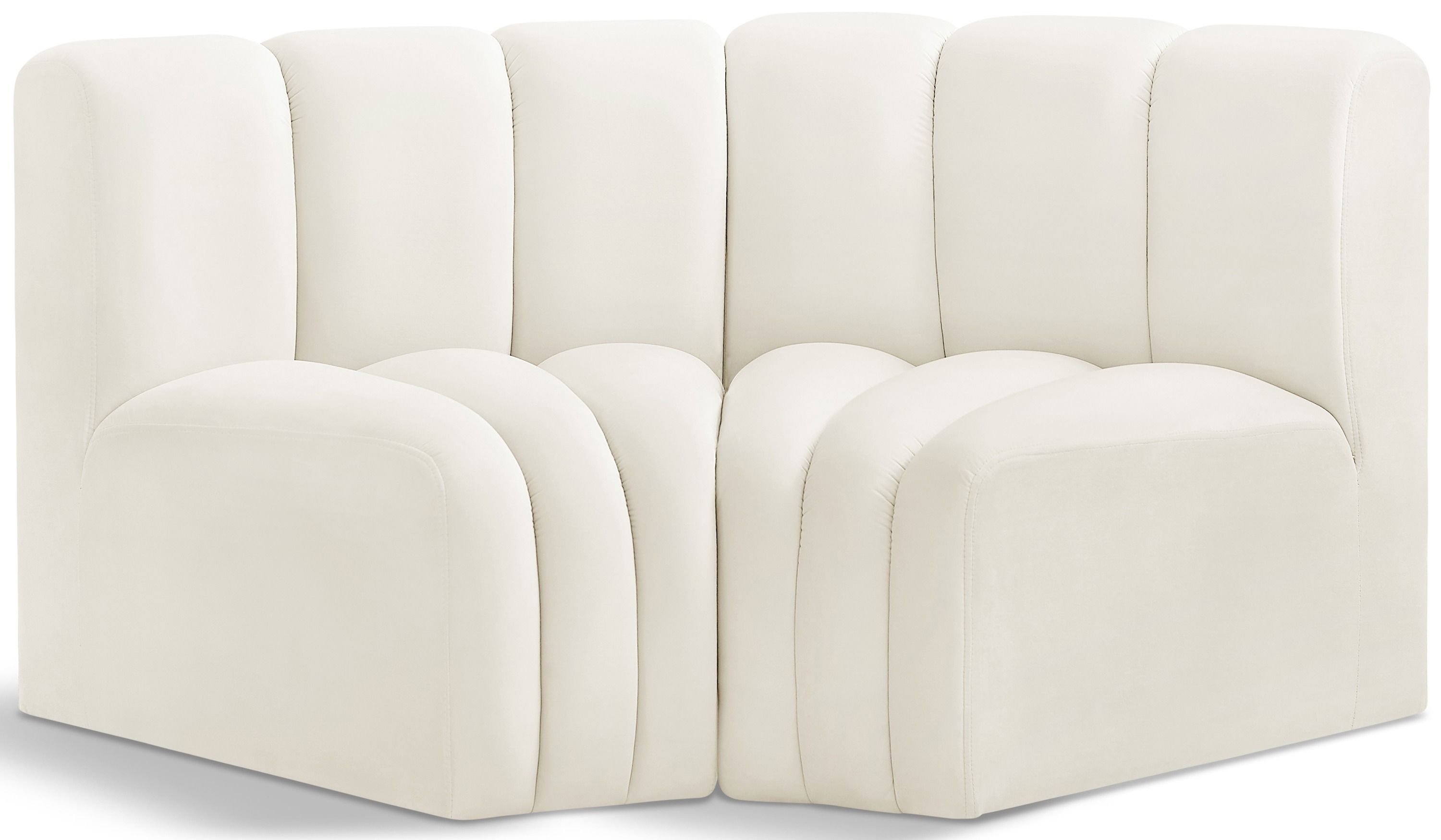 Arc - Velvet 2 Piece Modular Sofa - Cream